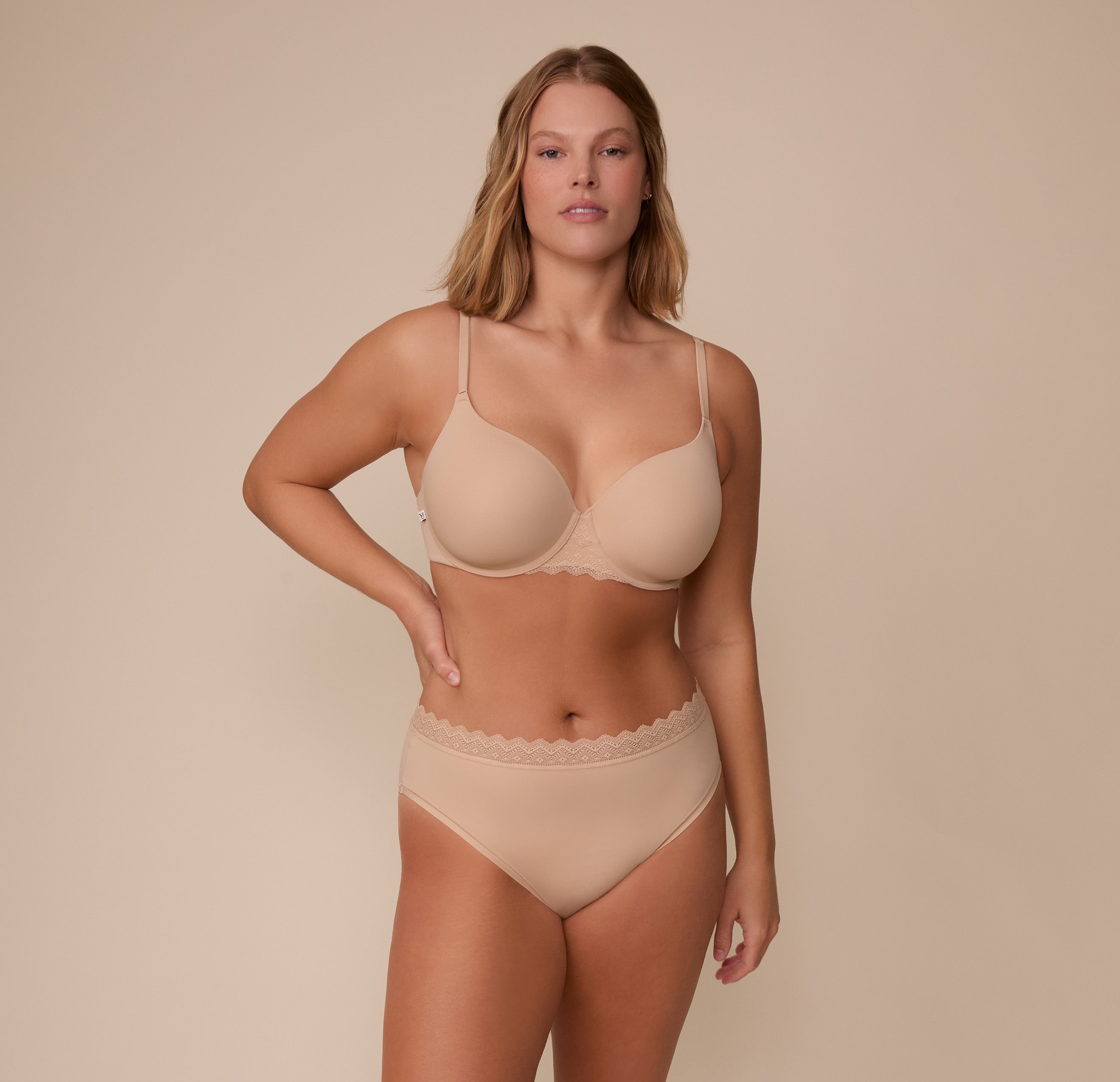 Base Lace T-Shirt Bra - Beige