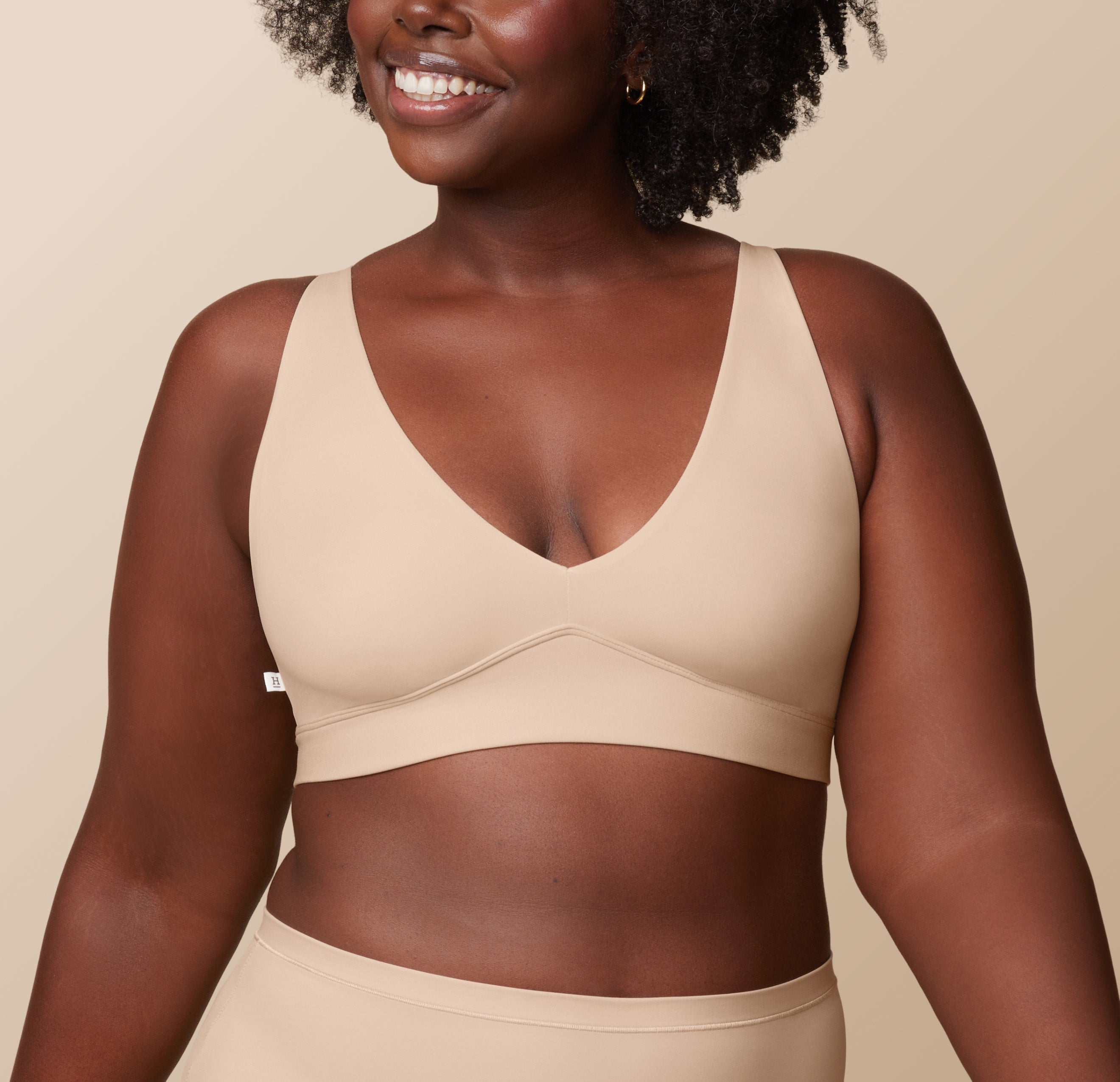 Bliss Plunge Adjustable Bralette - Beige