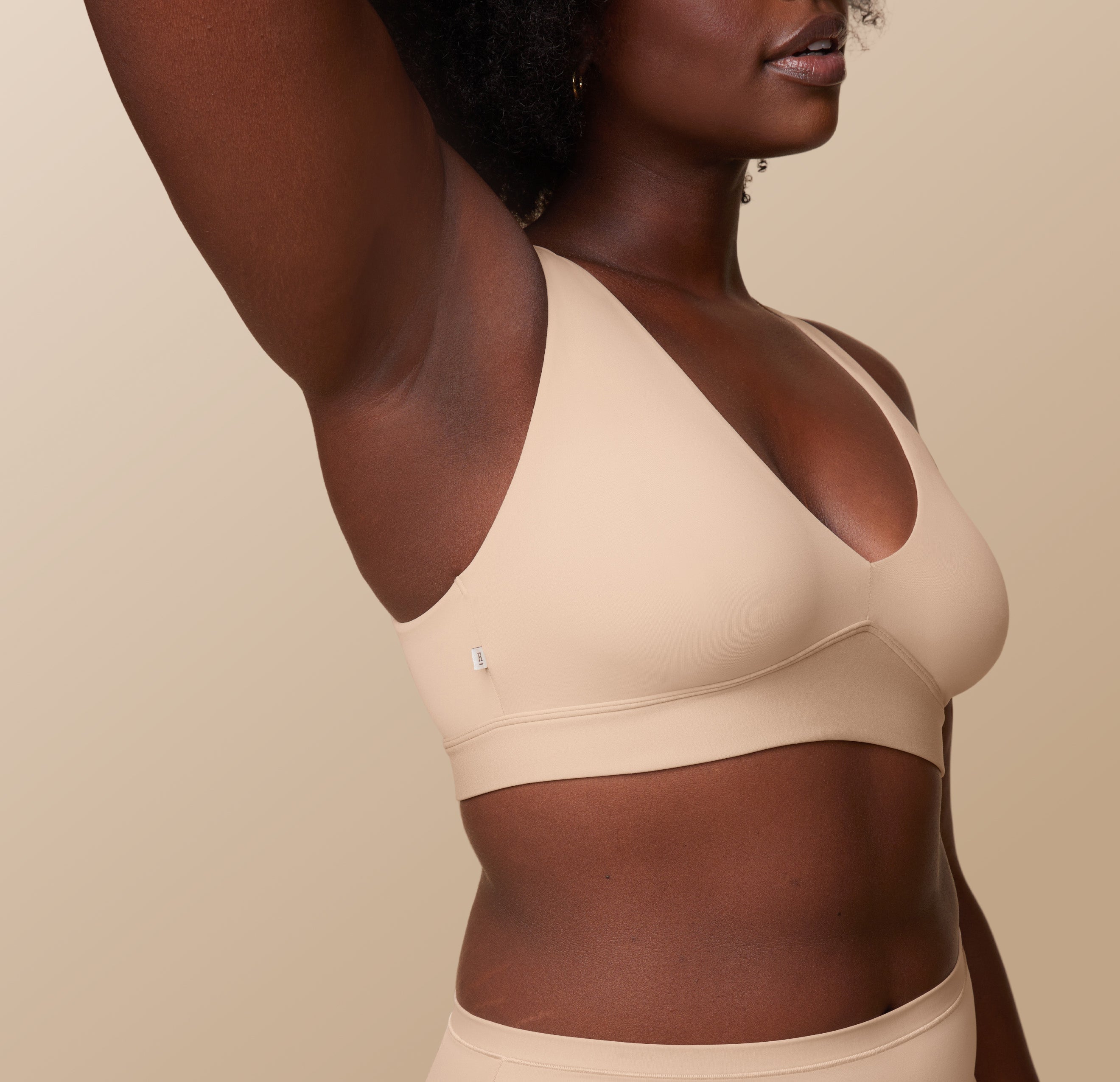 Bliss Plunge Adjustable Bralette - Beige