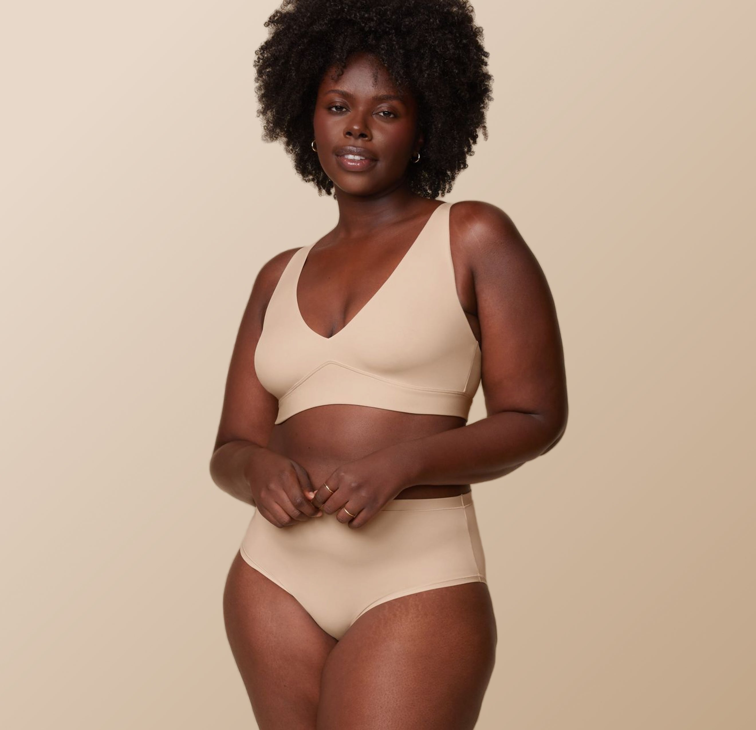 Bliss Plunge Adjustable Bralette - Beige