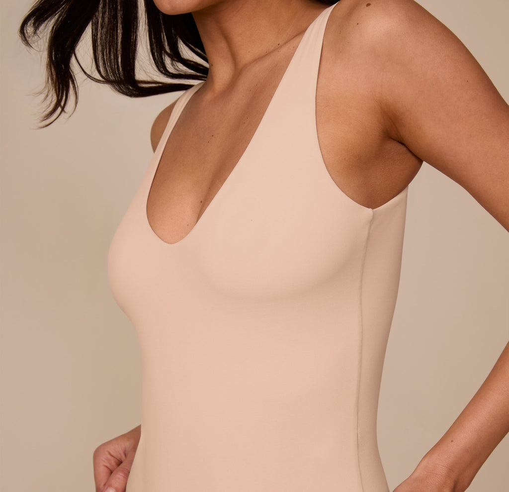 Bliss Plunge Bodysuit - Beige