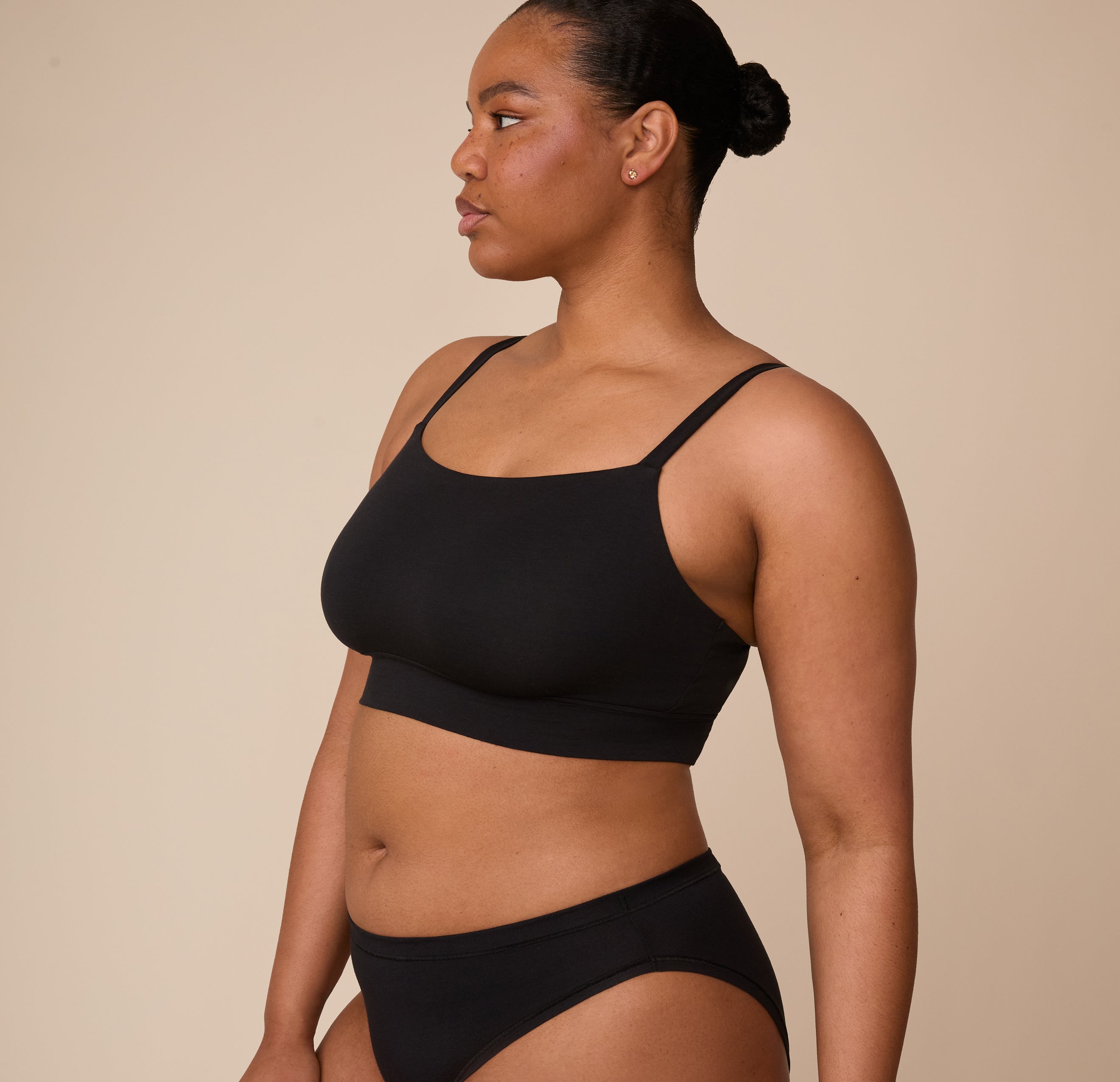 Cloud Cotton Thin Strap Bralette - Black