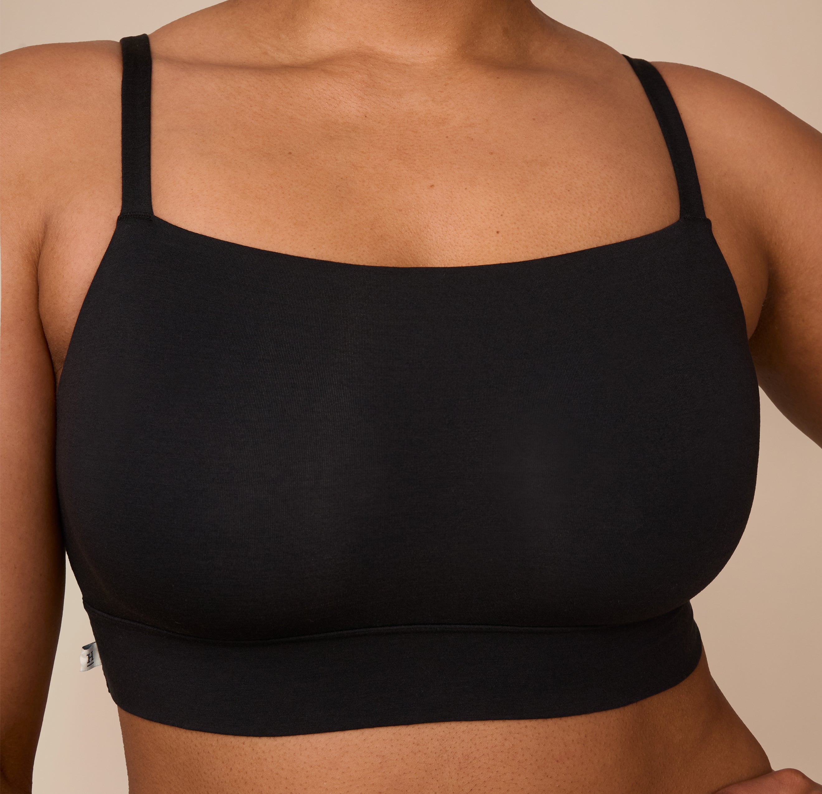 Cloud Cotton Thin Strap Bralette - Black