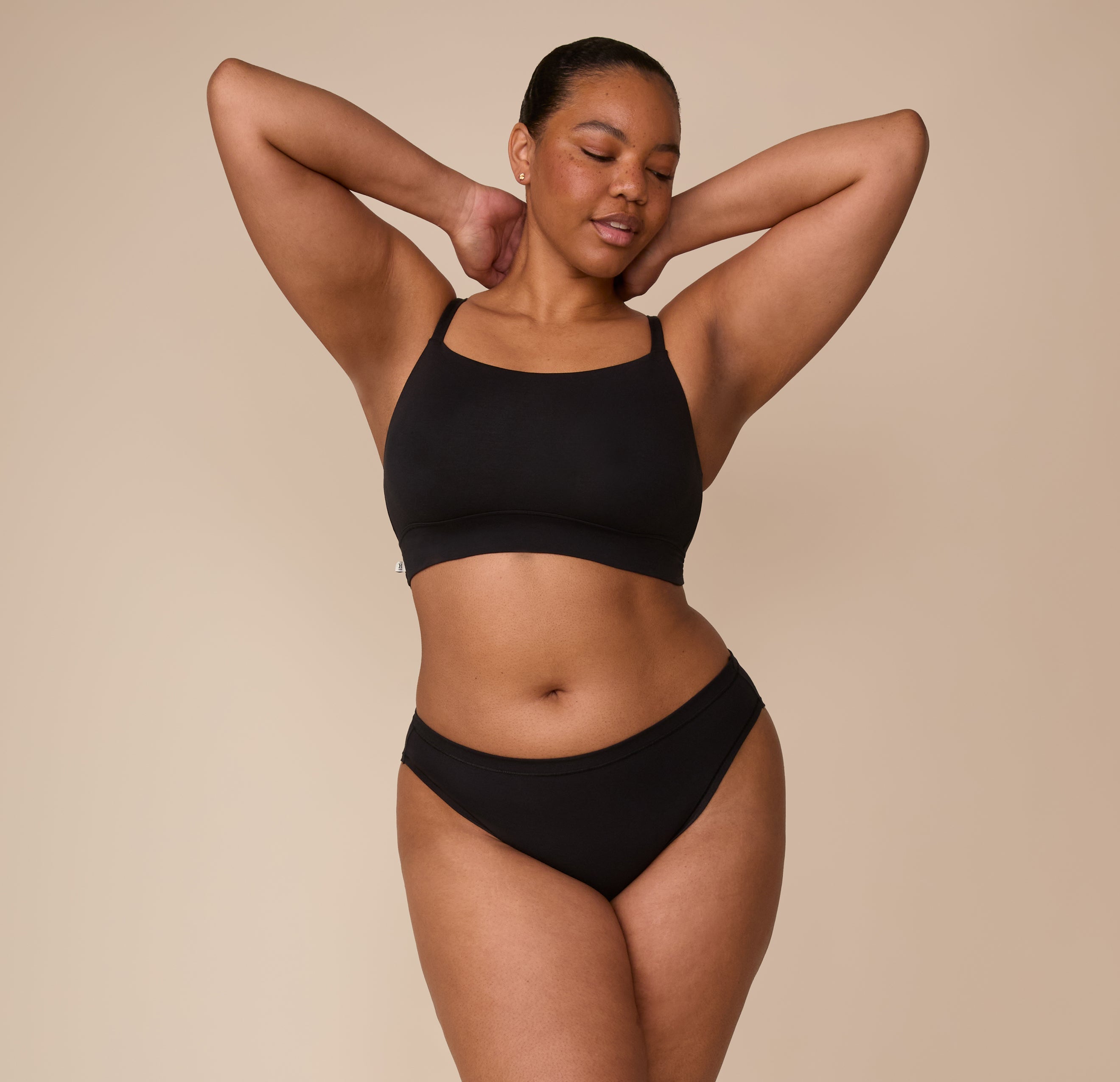 Cloud Cotton Thin Strap Bralette - Black