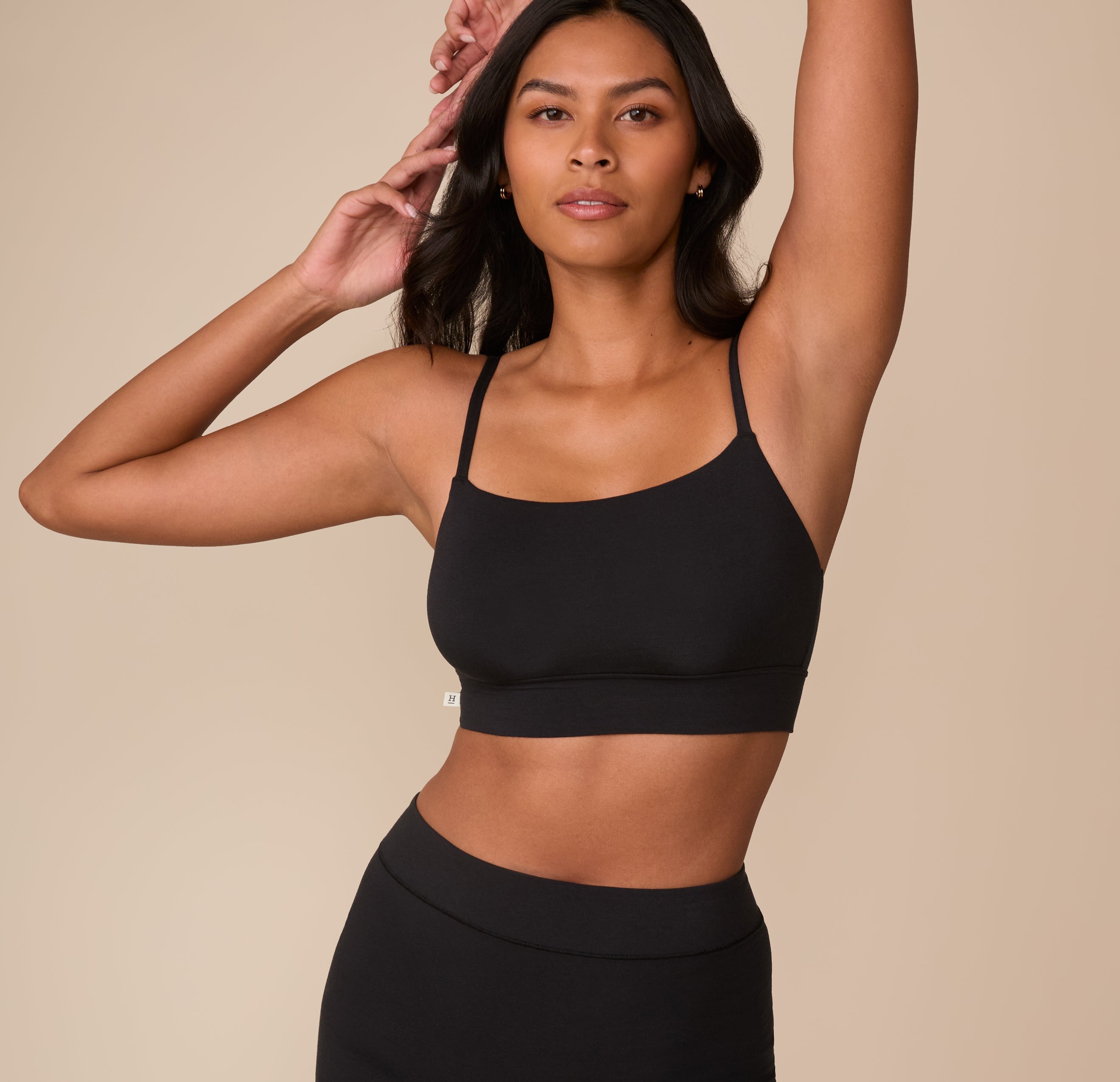 Cloud Cotton Thin Strap Bralette - Black
