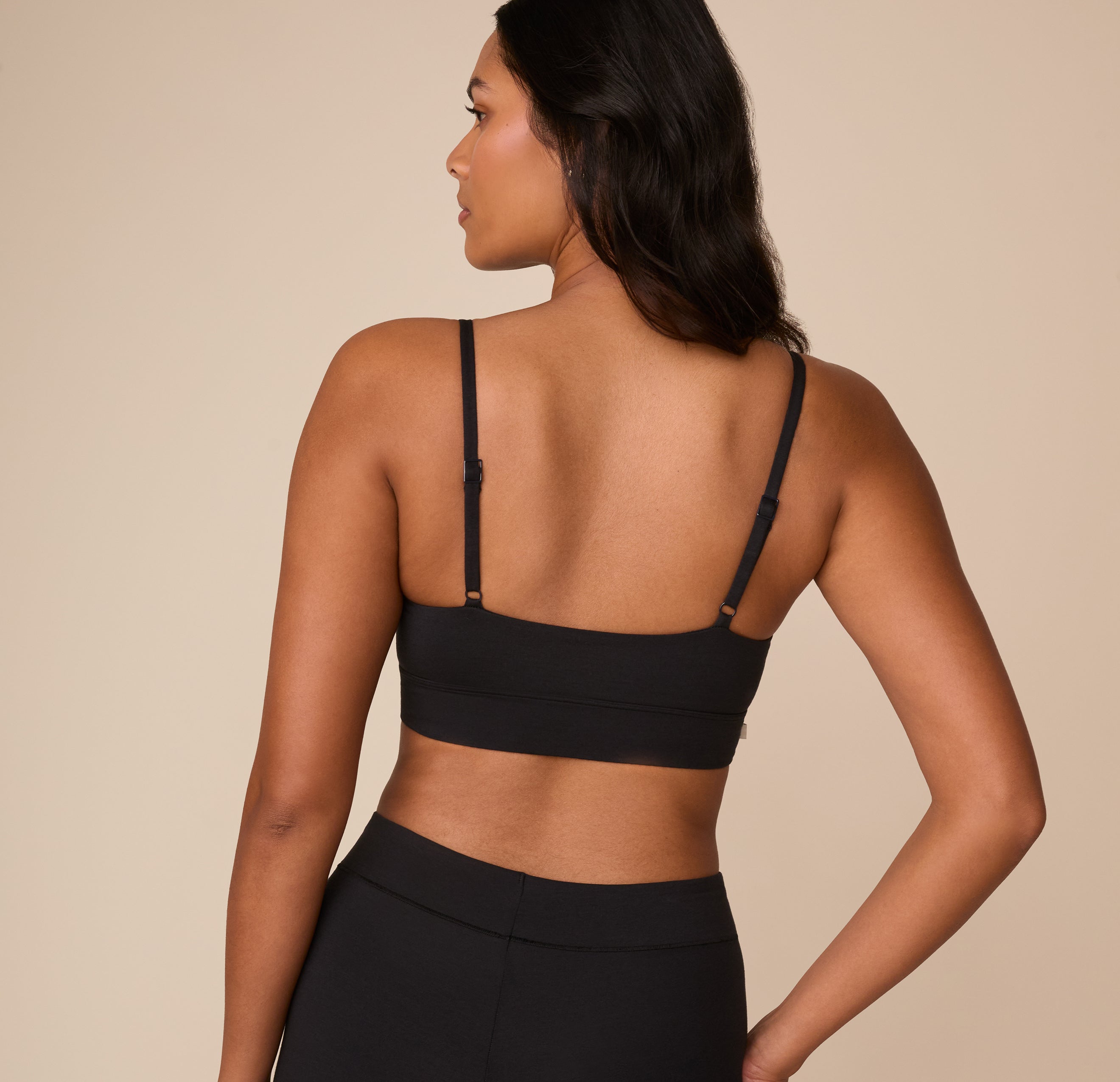 Cloud Cotton Thin Strap Bralette - Black