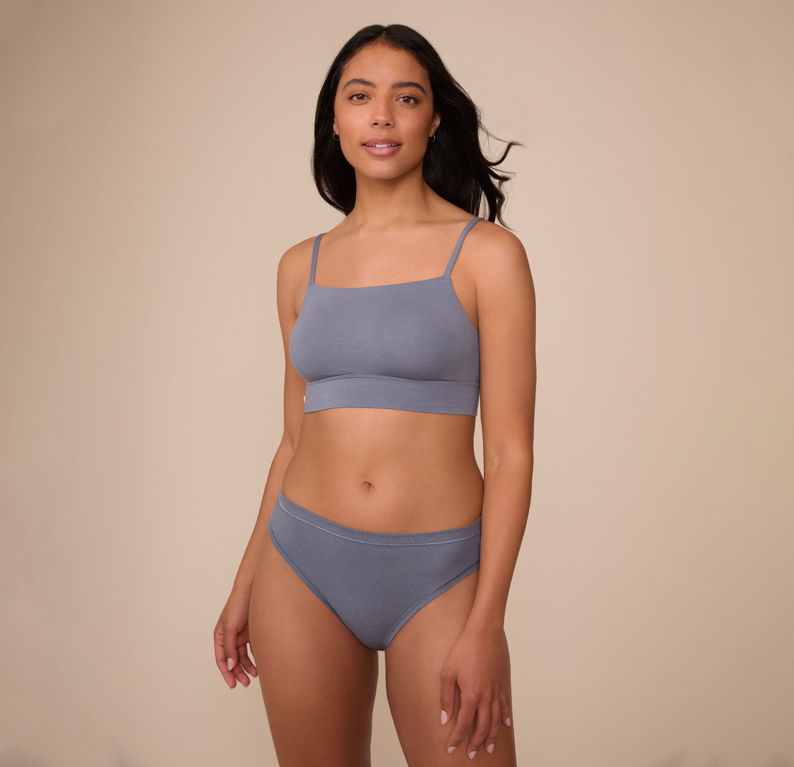 Cloud Cotton Thin Strap Bralette - Slate