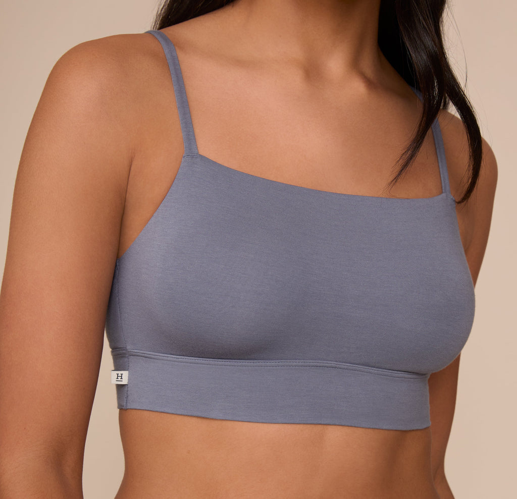Cloud Cotton Thin Strap Bralette - Slate
