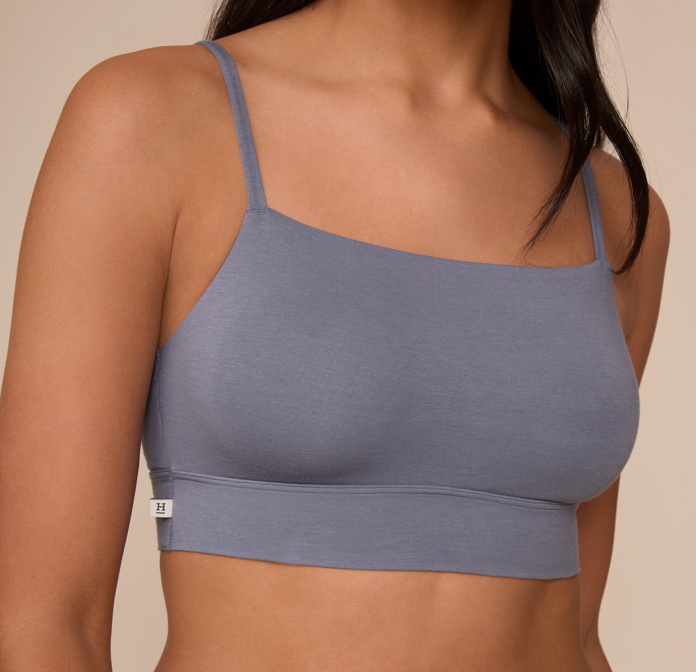 Cloud Cotton Thin Strap Bralette - Slate