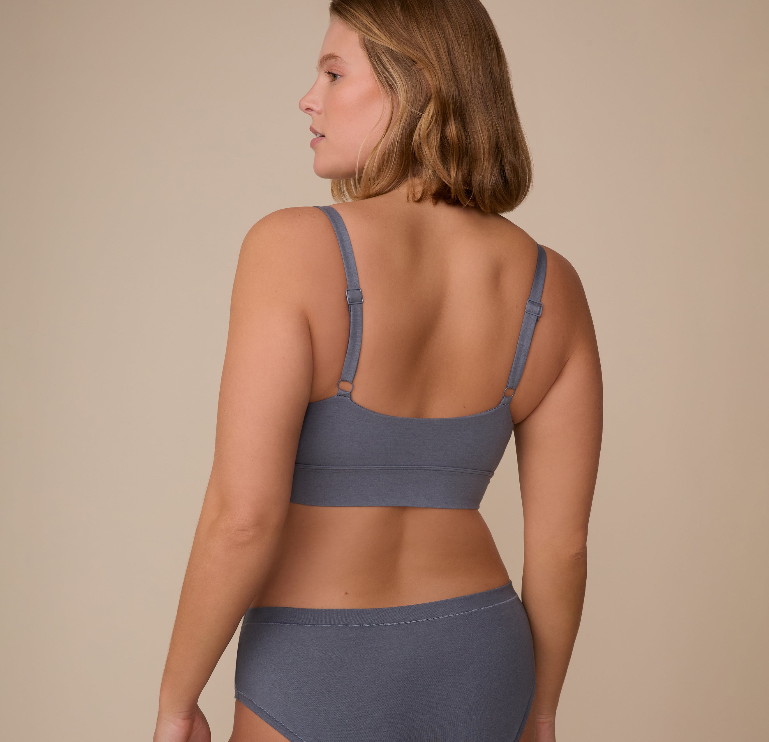 Cloud Cotton Thin Strap Bralette - Slate