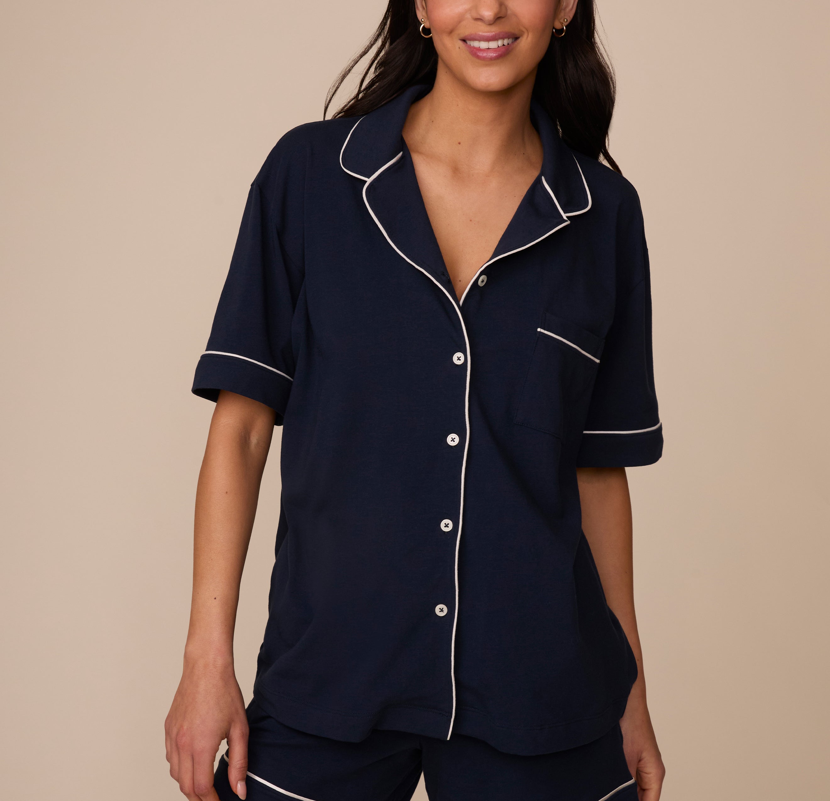 Perfect Pima Pajama Shirt - Navy