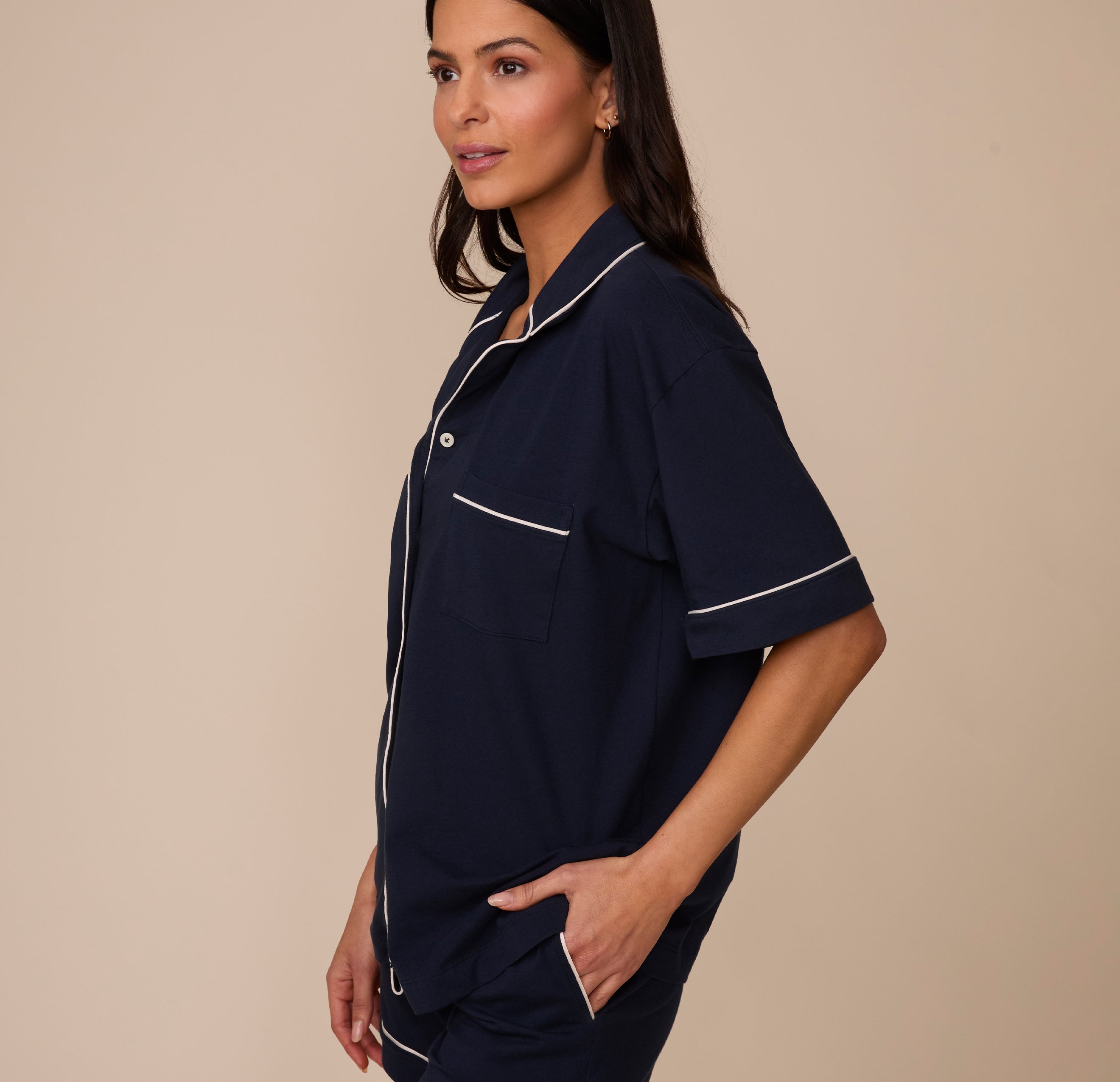 Perfect Pima Pajama Shirt - Navy