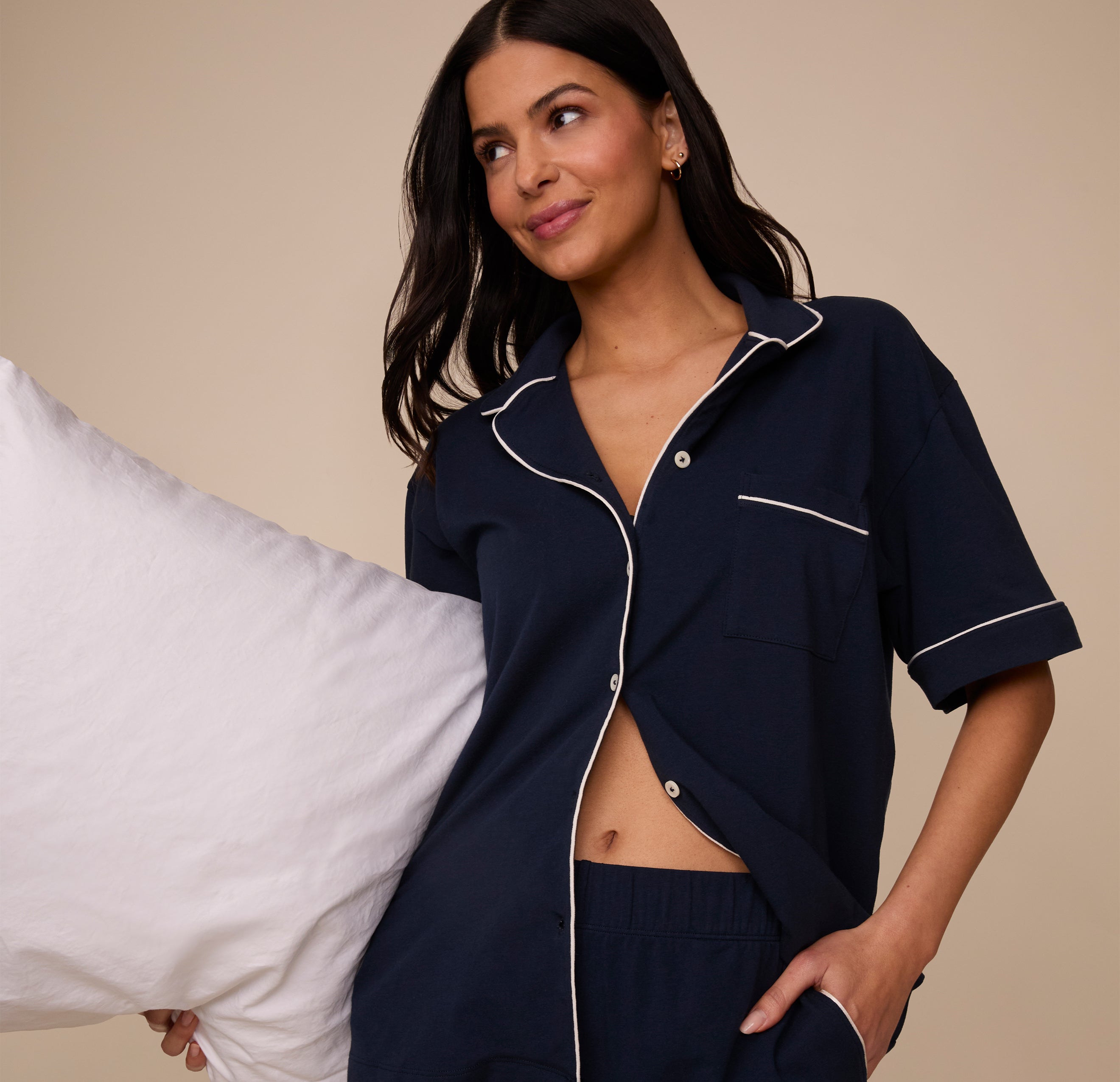 Perfect Pima Pajama Shirt - Navy