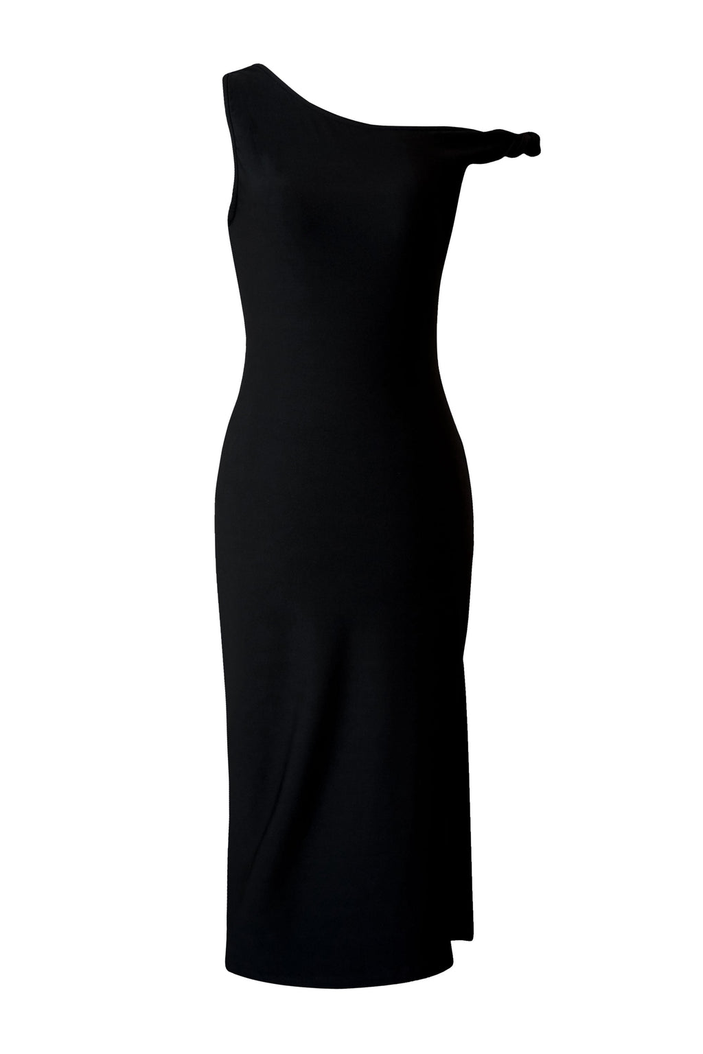Roberta Black Slit Midi Dress