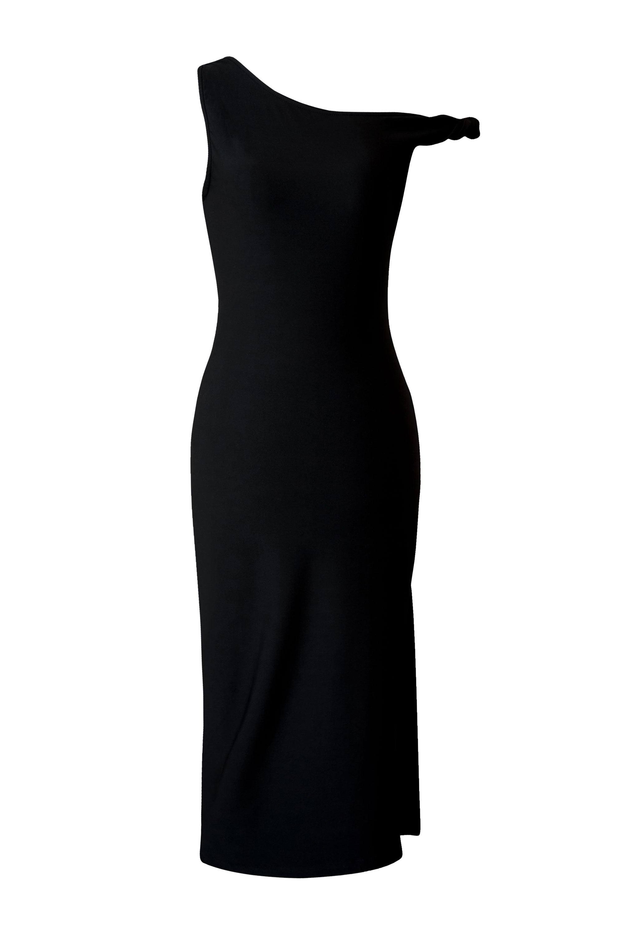Roberta Black Slit Midi Dress