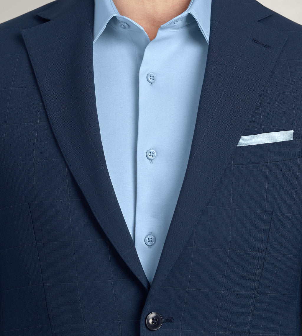 Slim Fit Blue Windowpane Suit