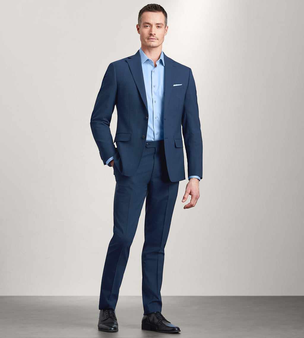 Slim Fit Blue Windowpane Suit