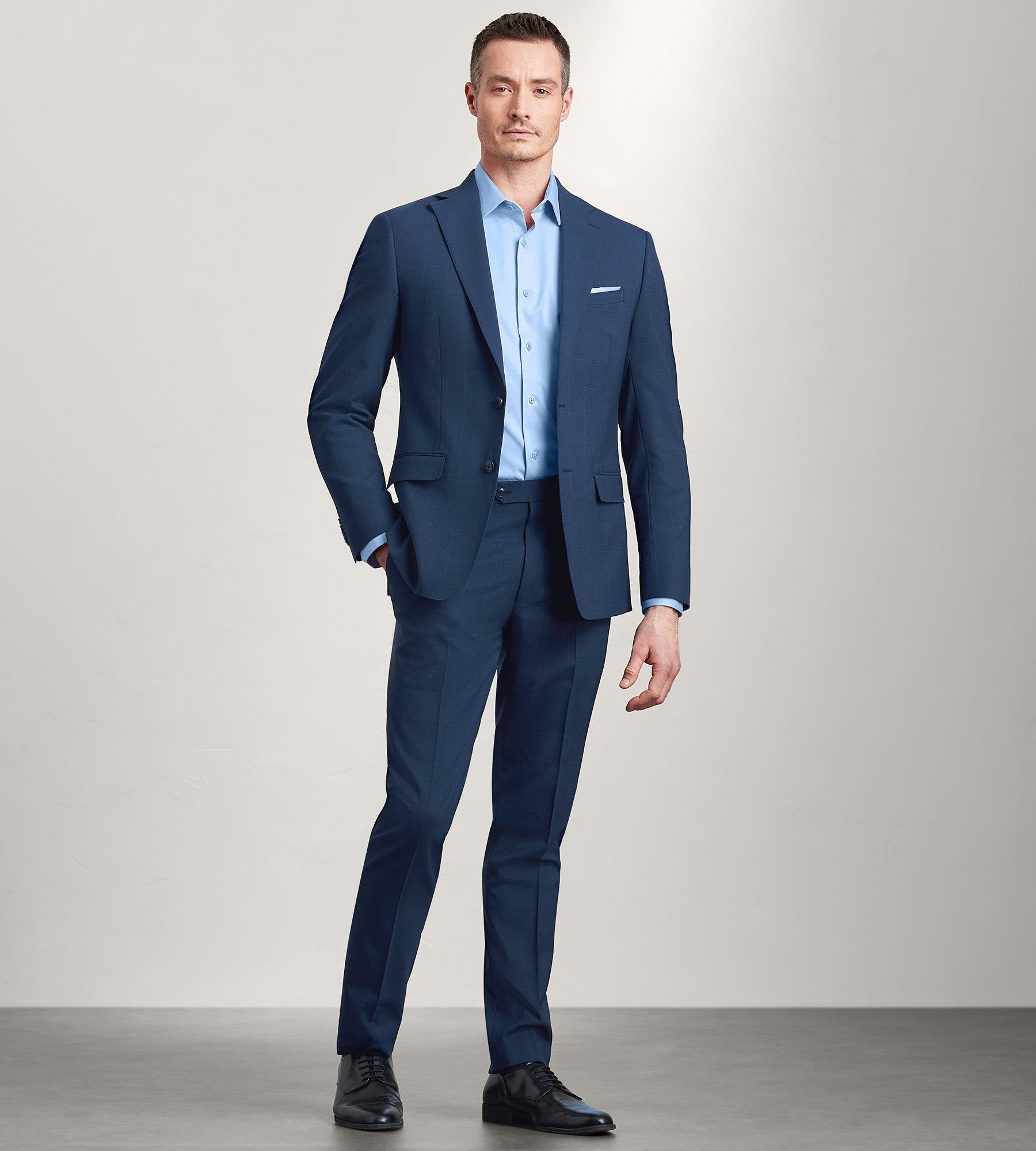 Slim Fit Blue Windowpane Suit