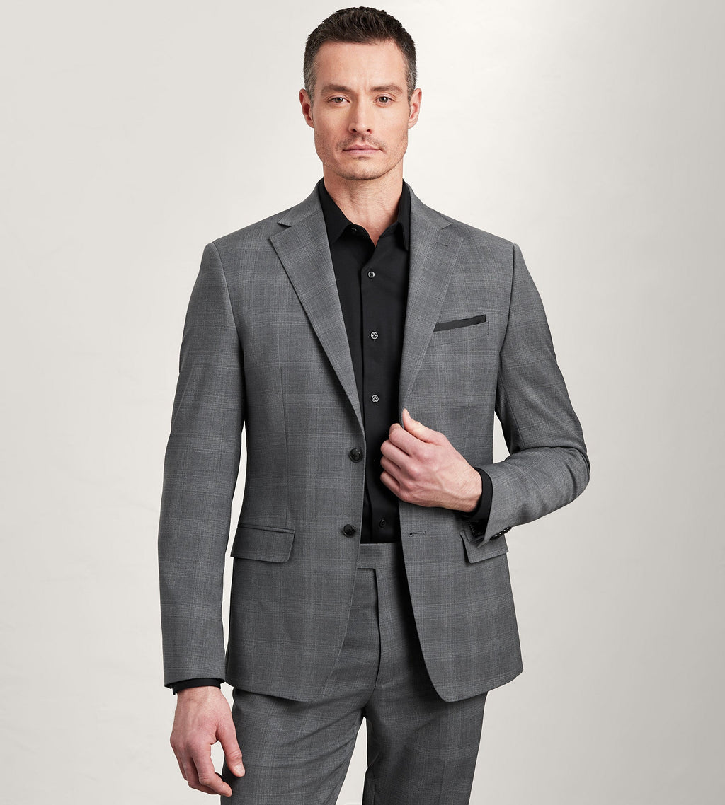 Slim Fit Grey Plaid Suit
