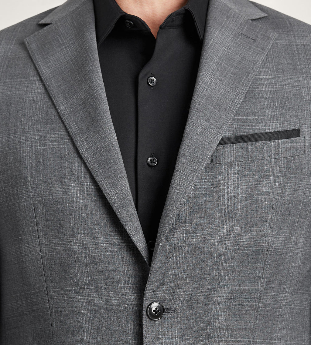 Slim Fit Grey Plaid Suit