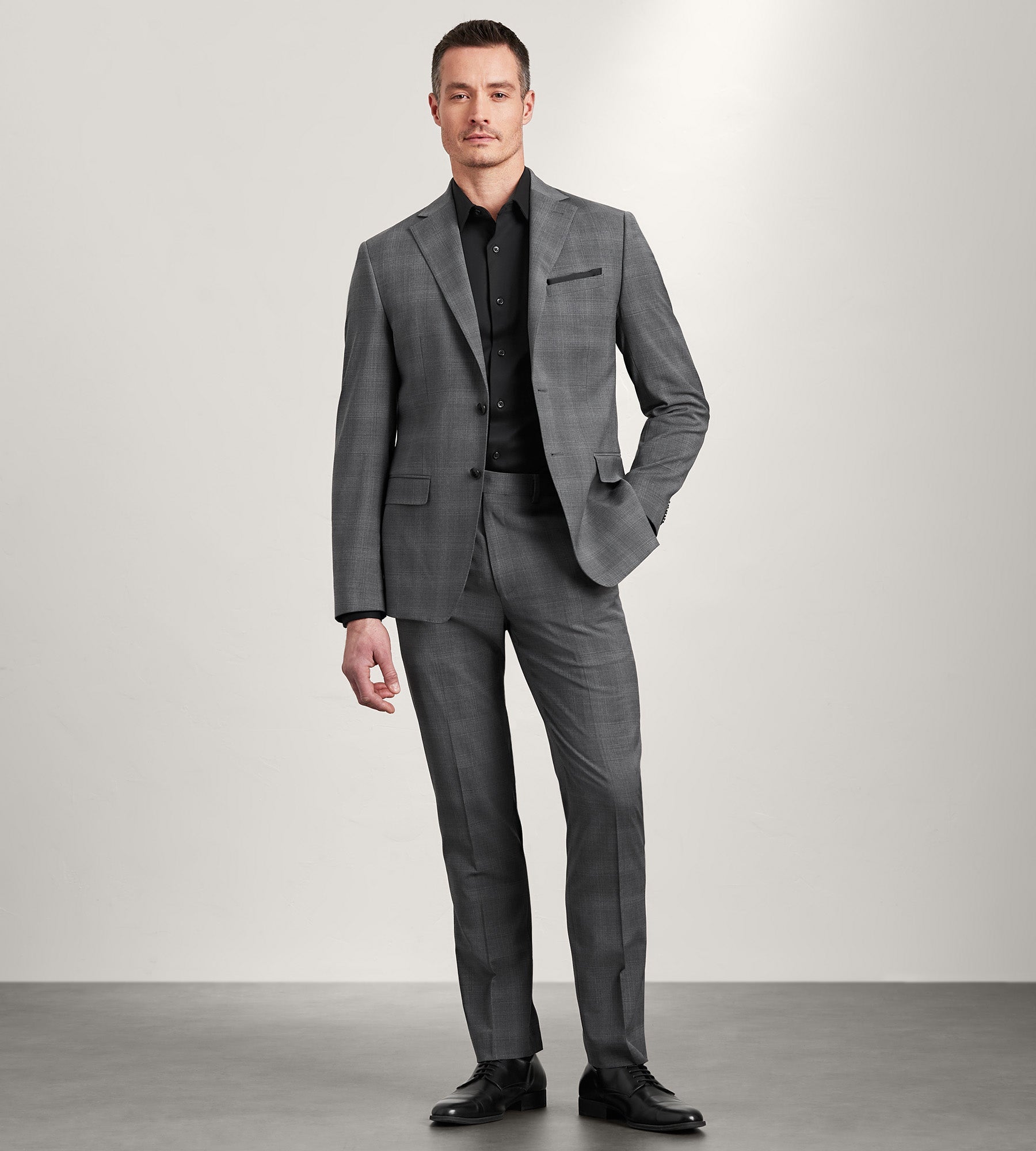 Slim Fit Grey Plaid Suit