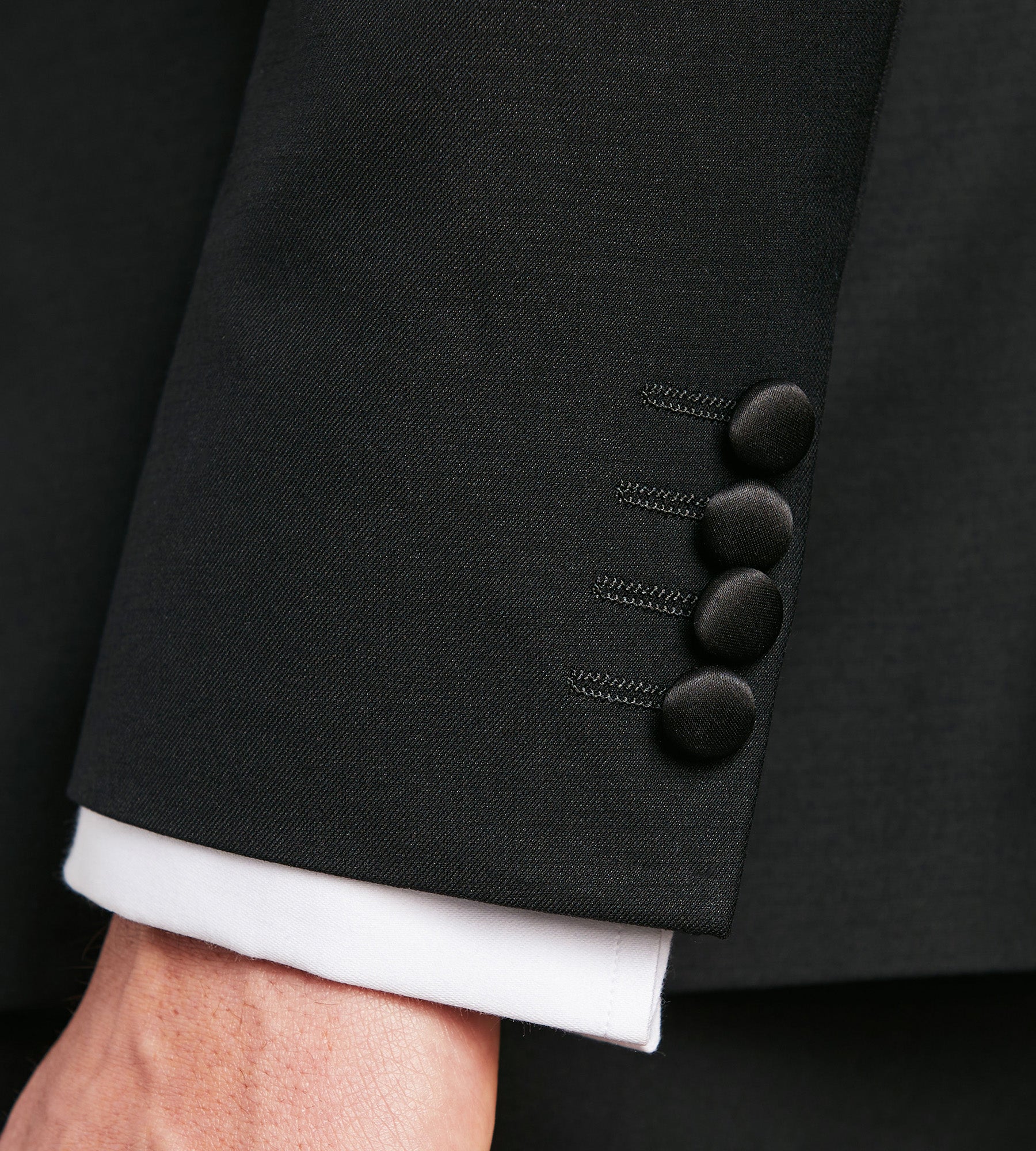 Slim Fit Black Peak Lapel Solid Tuxedo