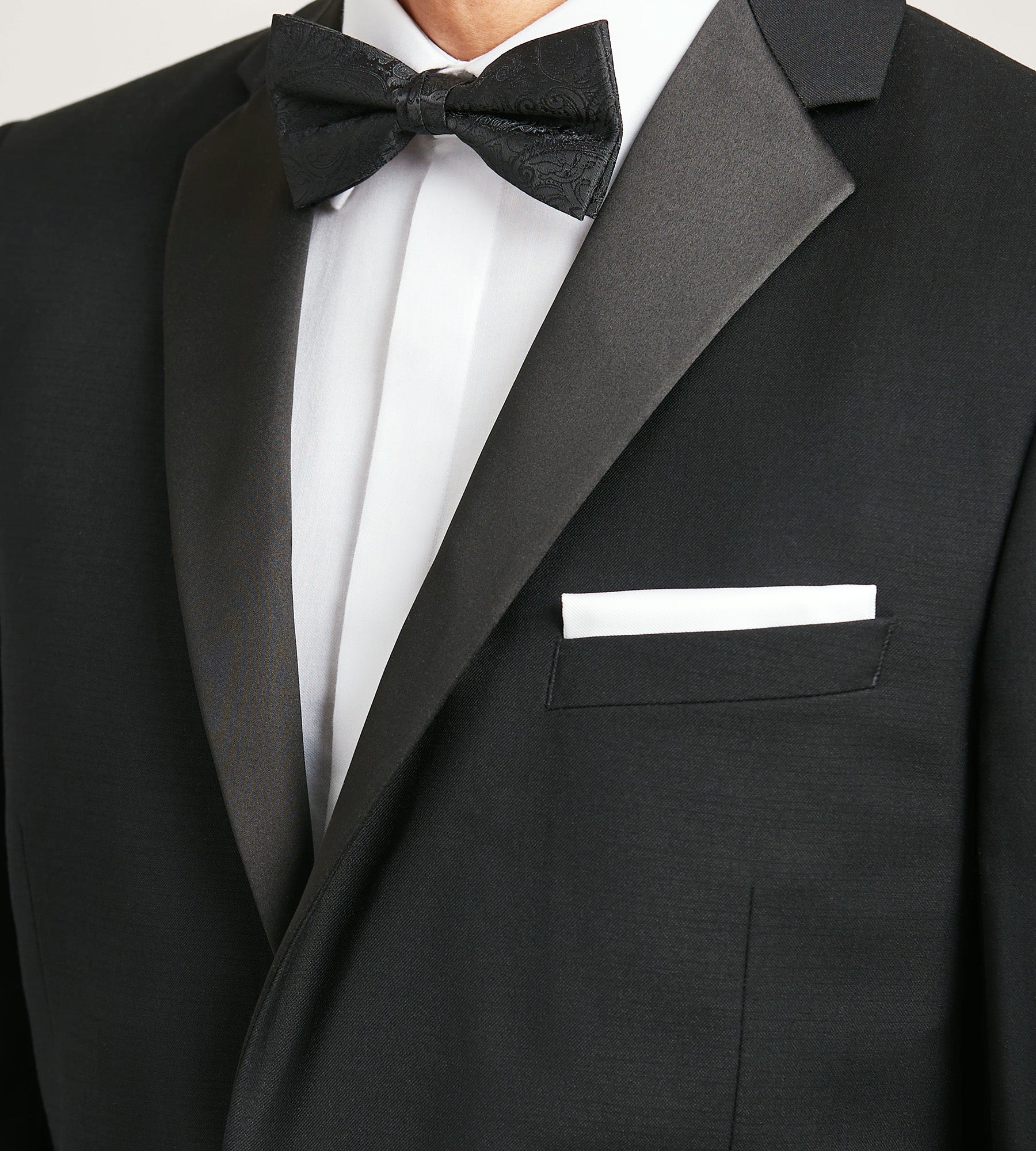 Modern Fit Black Notch Lapel Solid Tuxedo