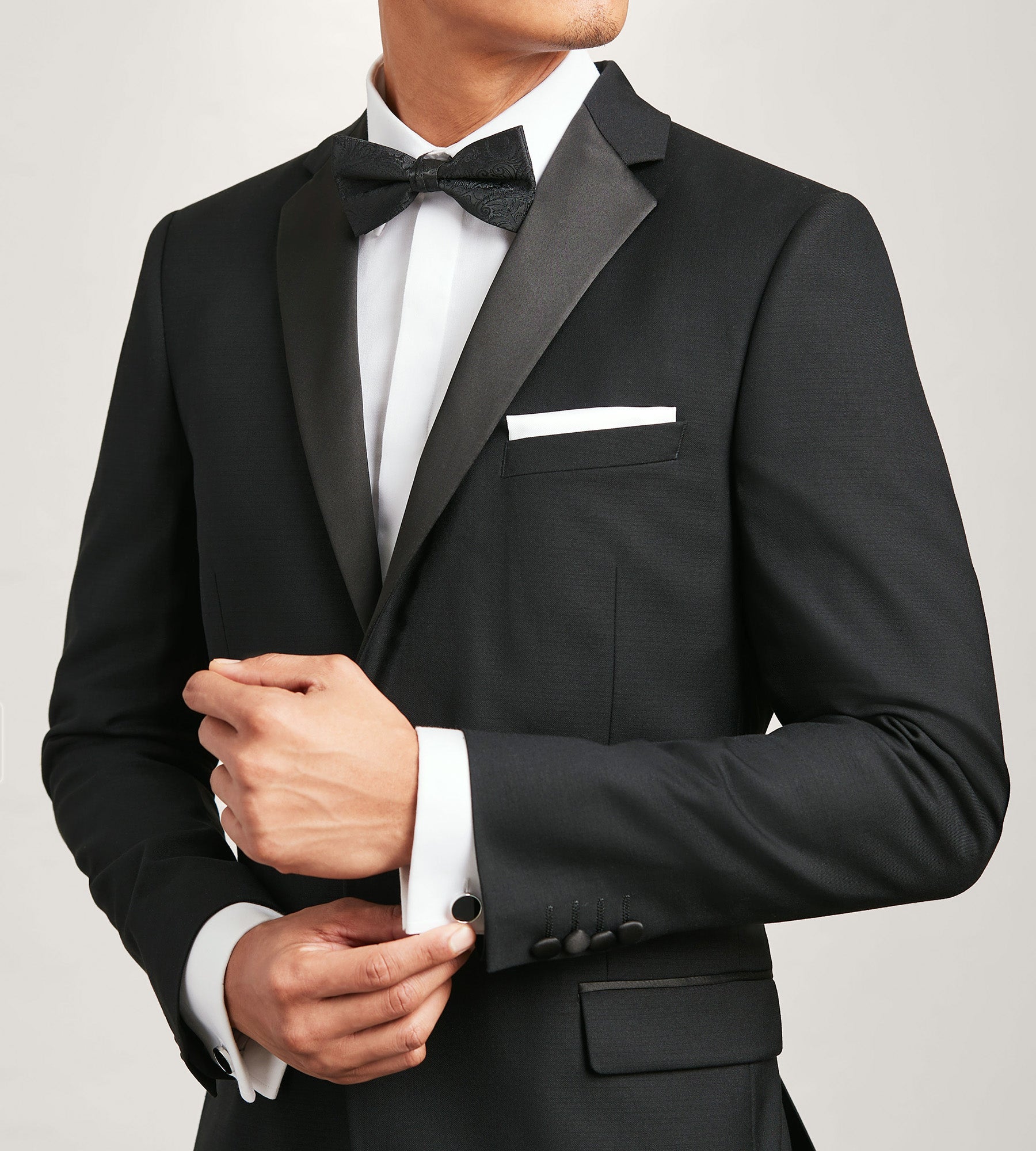 Modern Fit Black Notch Lapel Solid Tuxedo