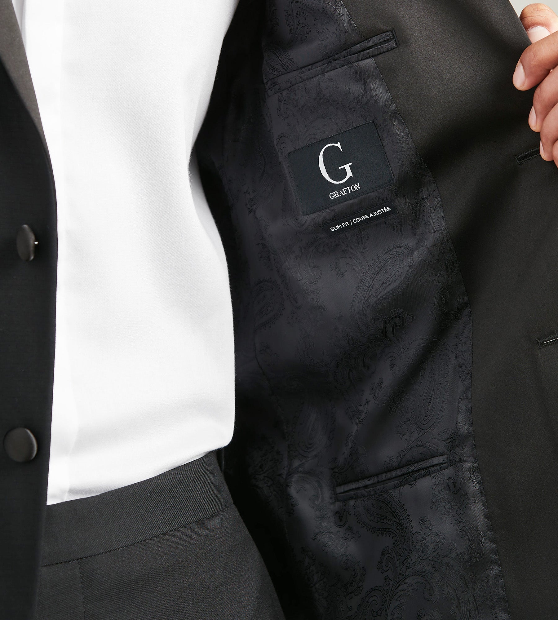 Modern Fit Black Notch Lapel Solid Tuxedo