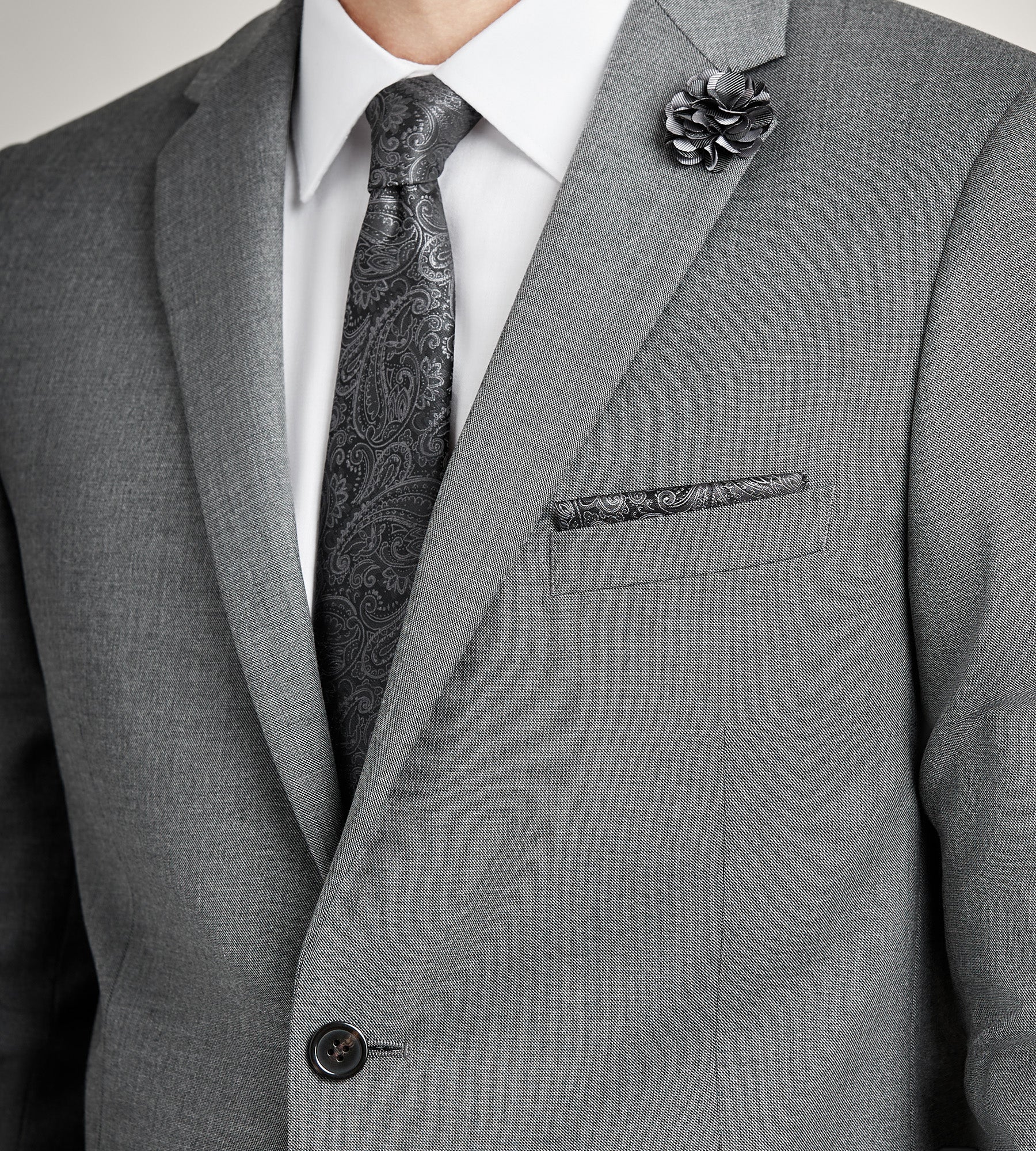 Slim Fit Grey Solid Suit