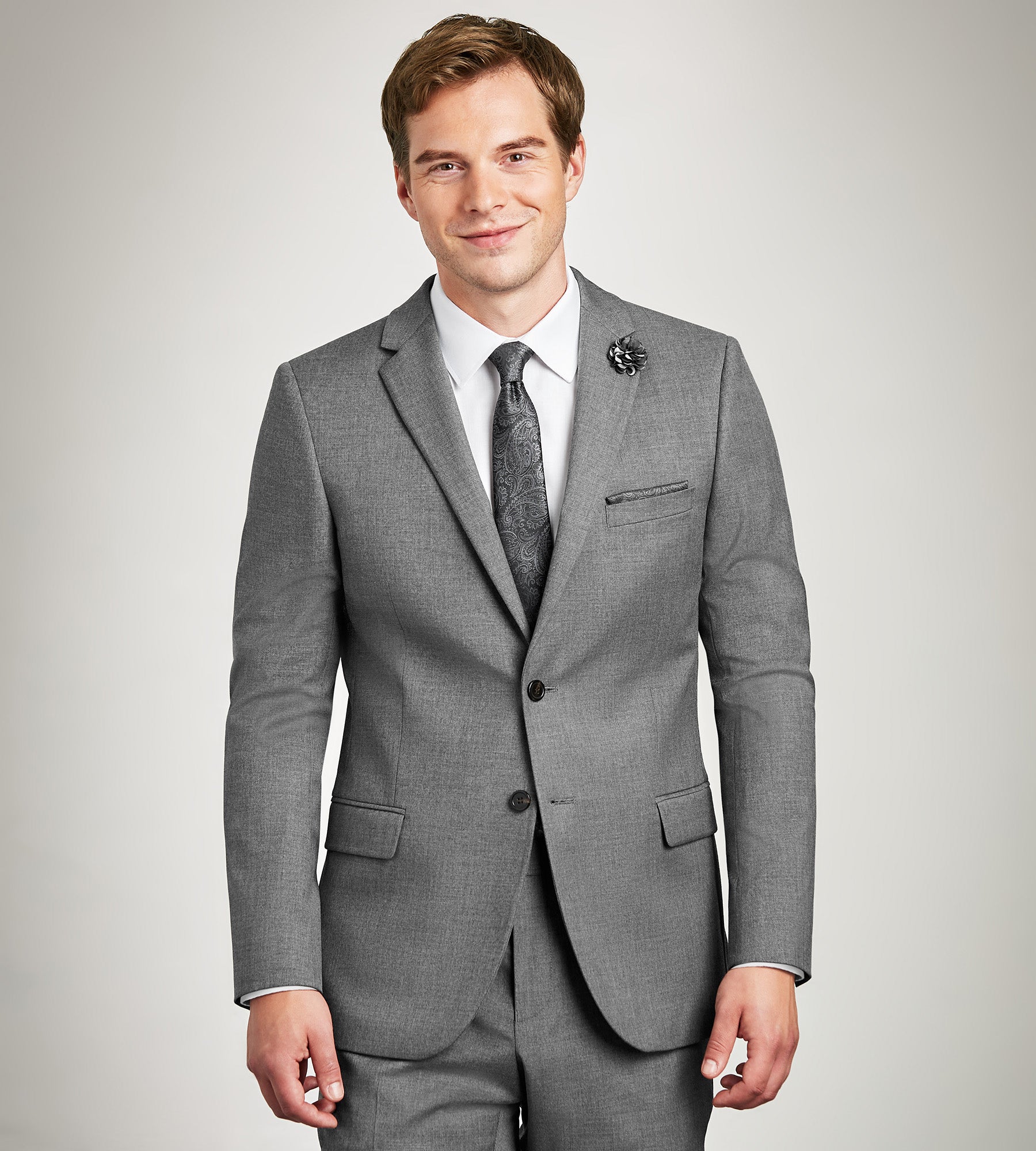 Modern Fit Grey Solid Suit