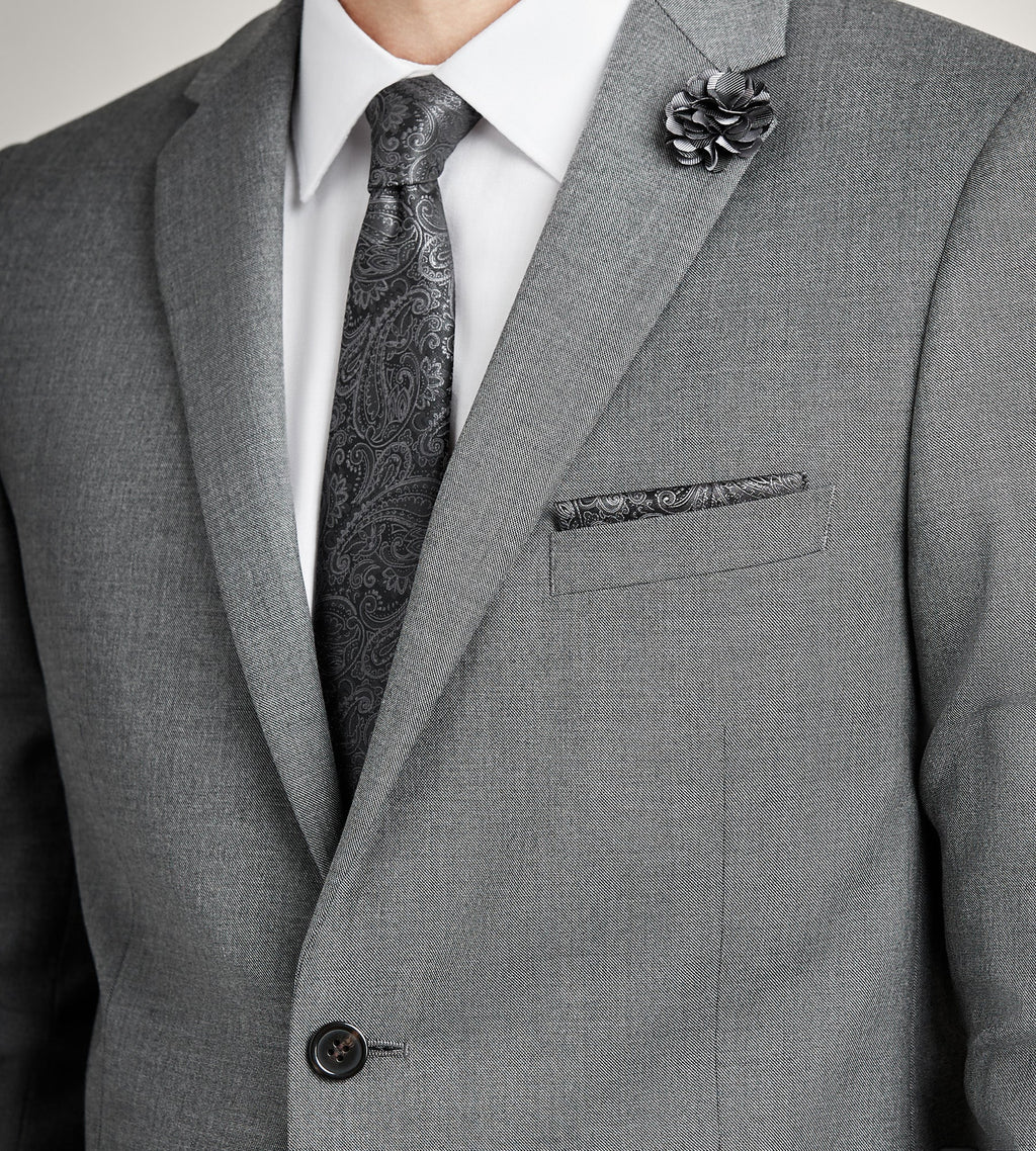 Modern Fit Grey Solid Suit