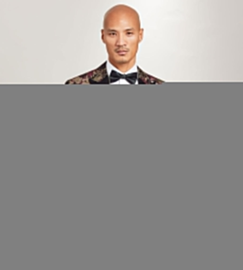 Slim Fit Burgundy Jacquard Tuxedo