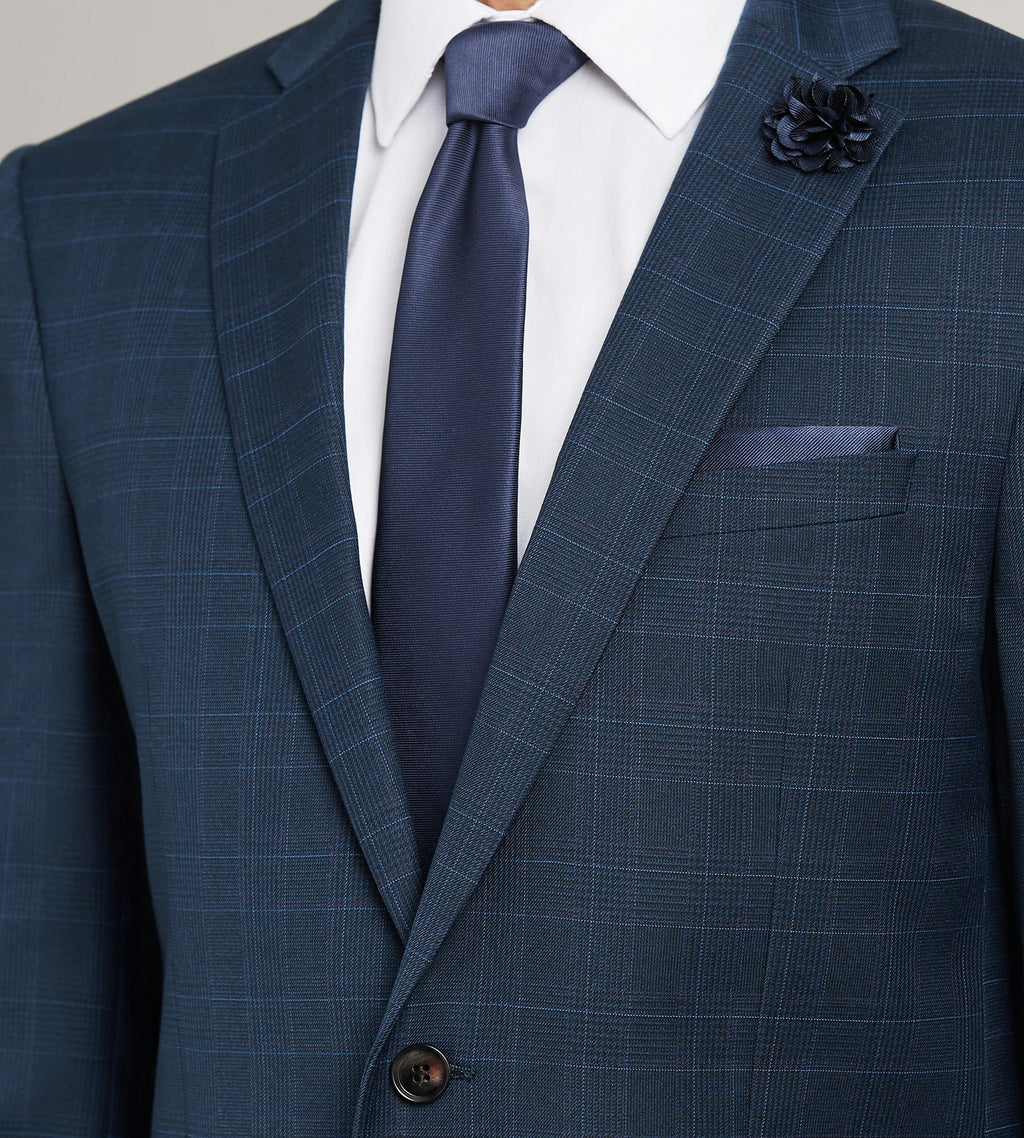Modern Fit Navy Plaid Suit