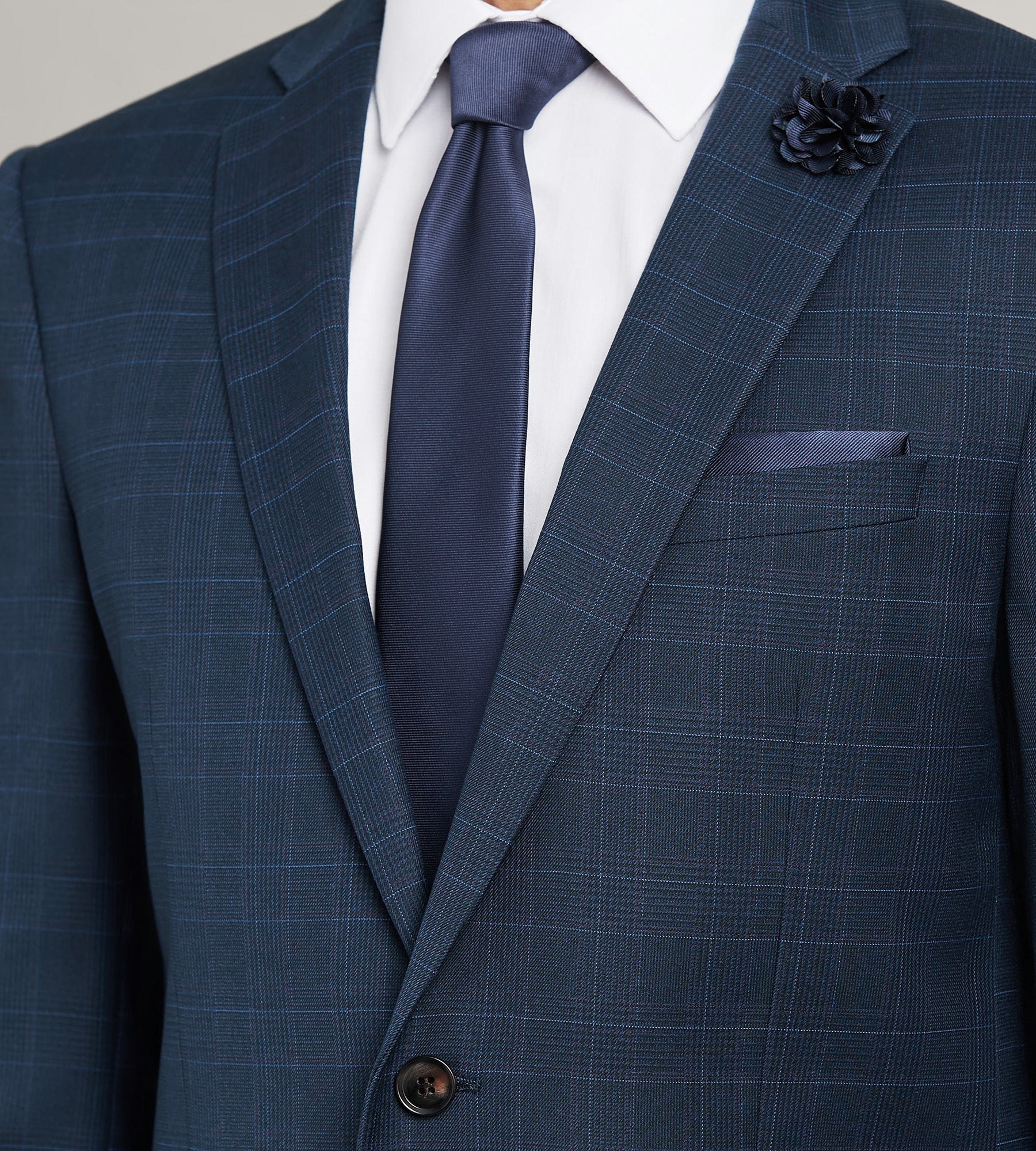 Modern Fit Navy Plaid Suit