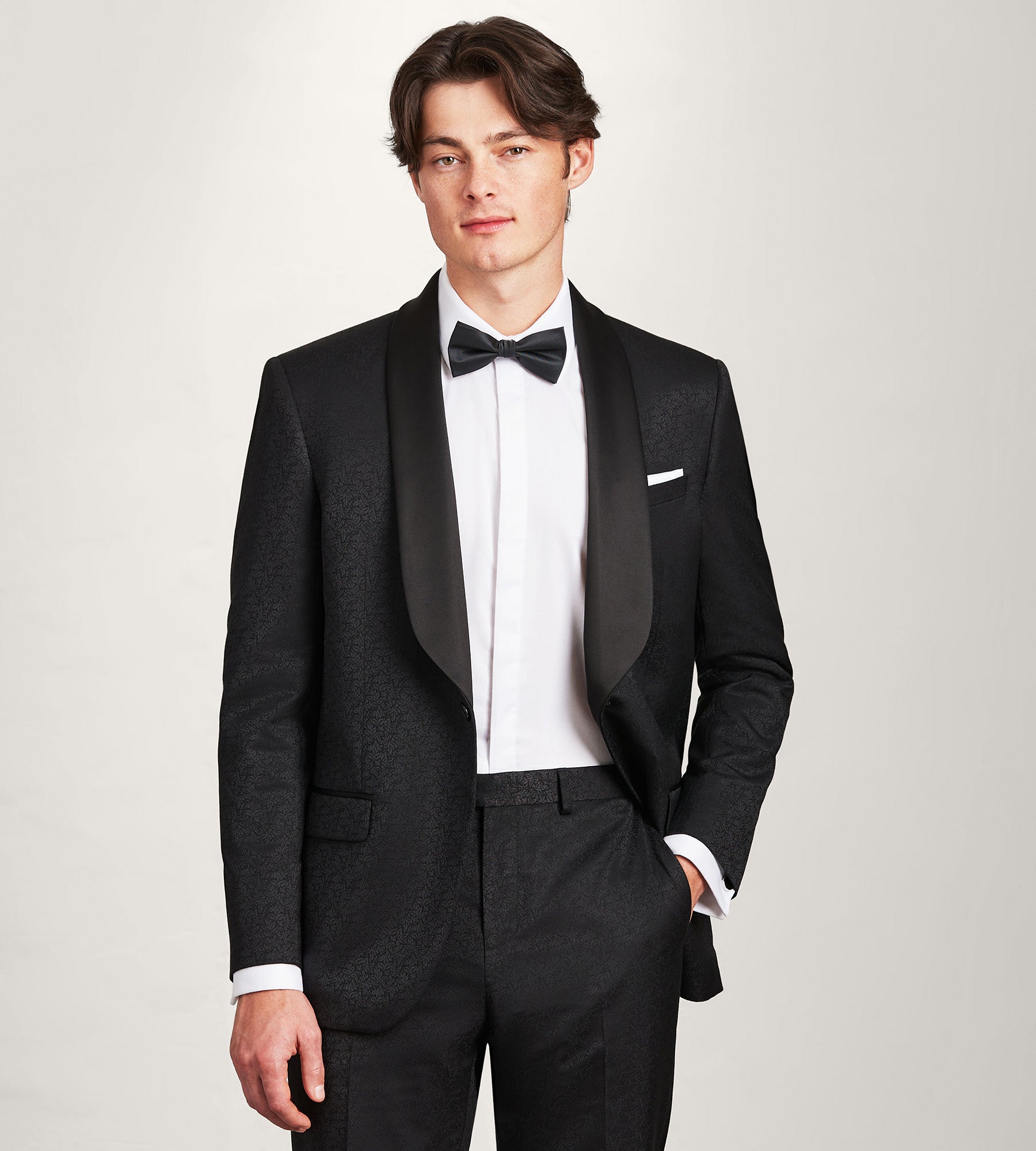 Modern Fit Black Jacquard Tuxedo