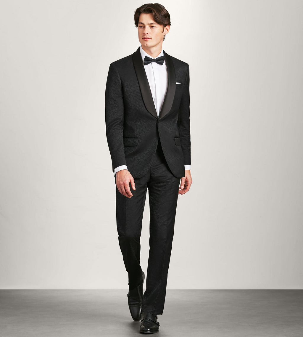 Modern Fit Black Jacquard Tuxedo