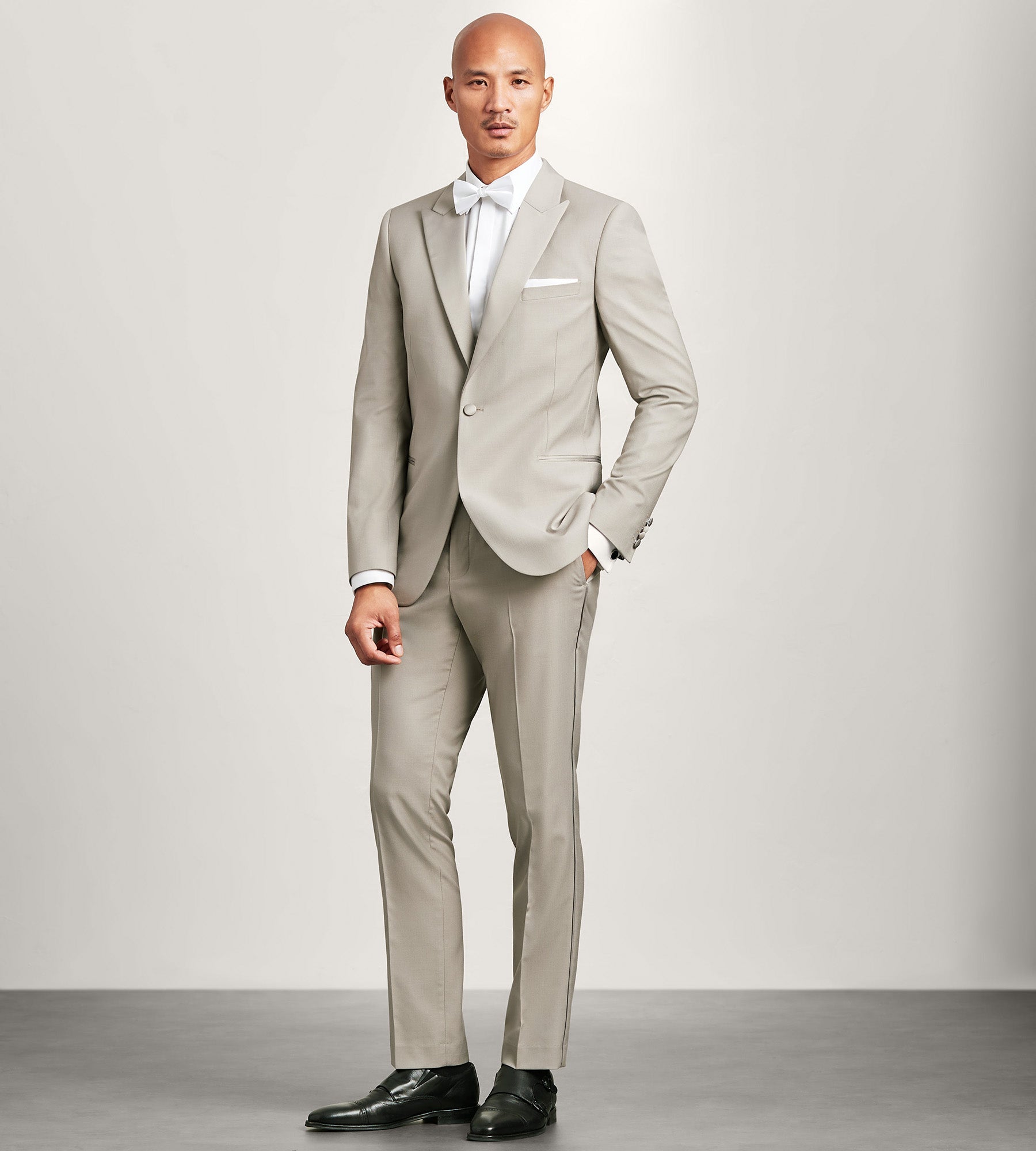 Slim Fit Tan Solid Tuxedo