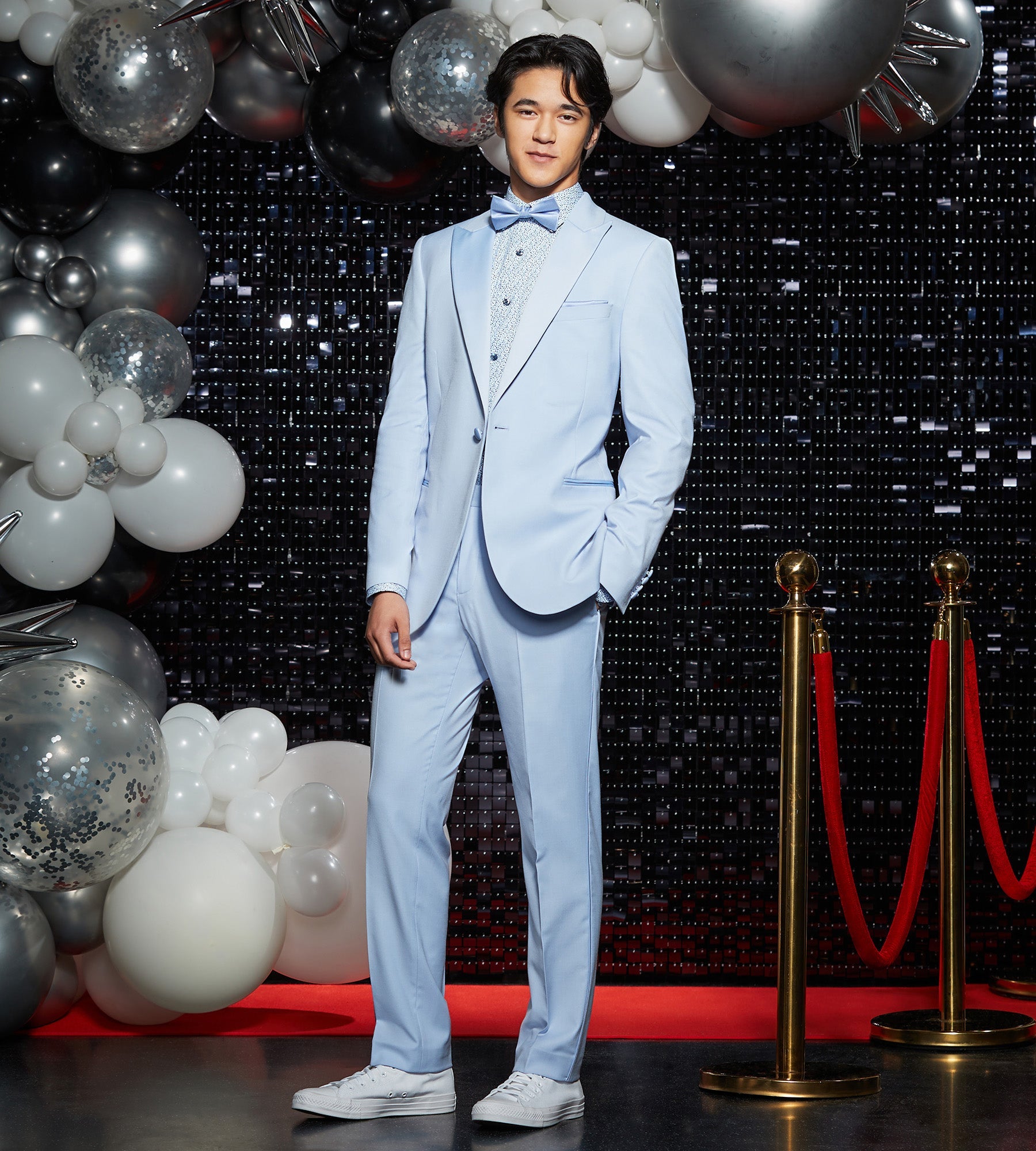 Slim Fit Light Blue Solid Tuxedo