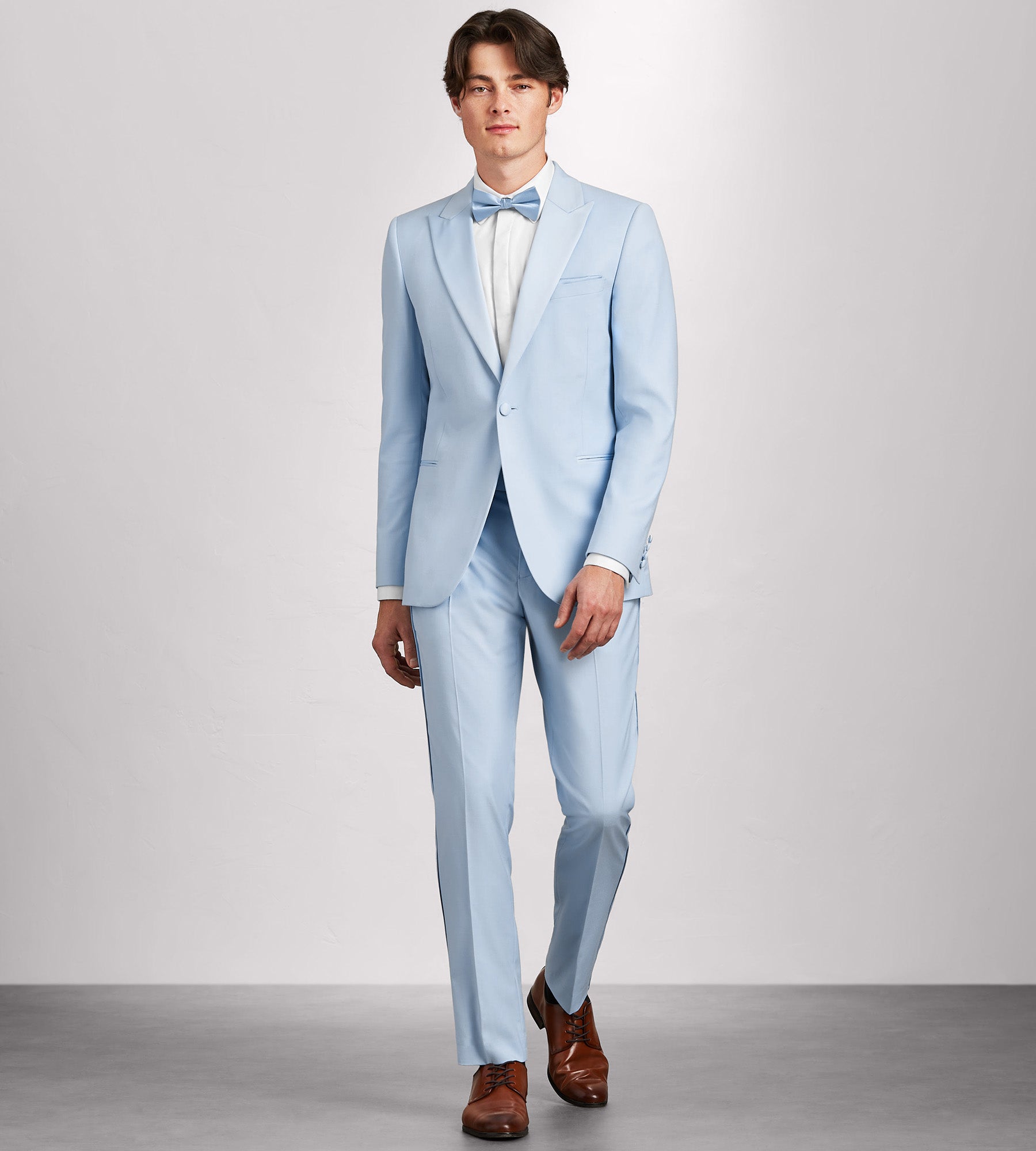 Slim Fit Light Blue Solid Tuxedo