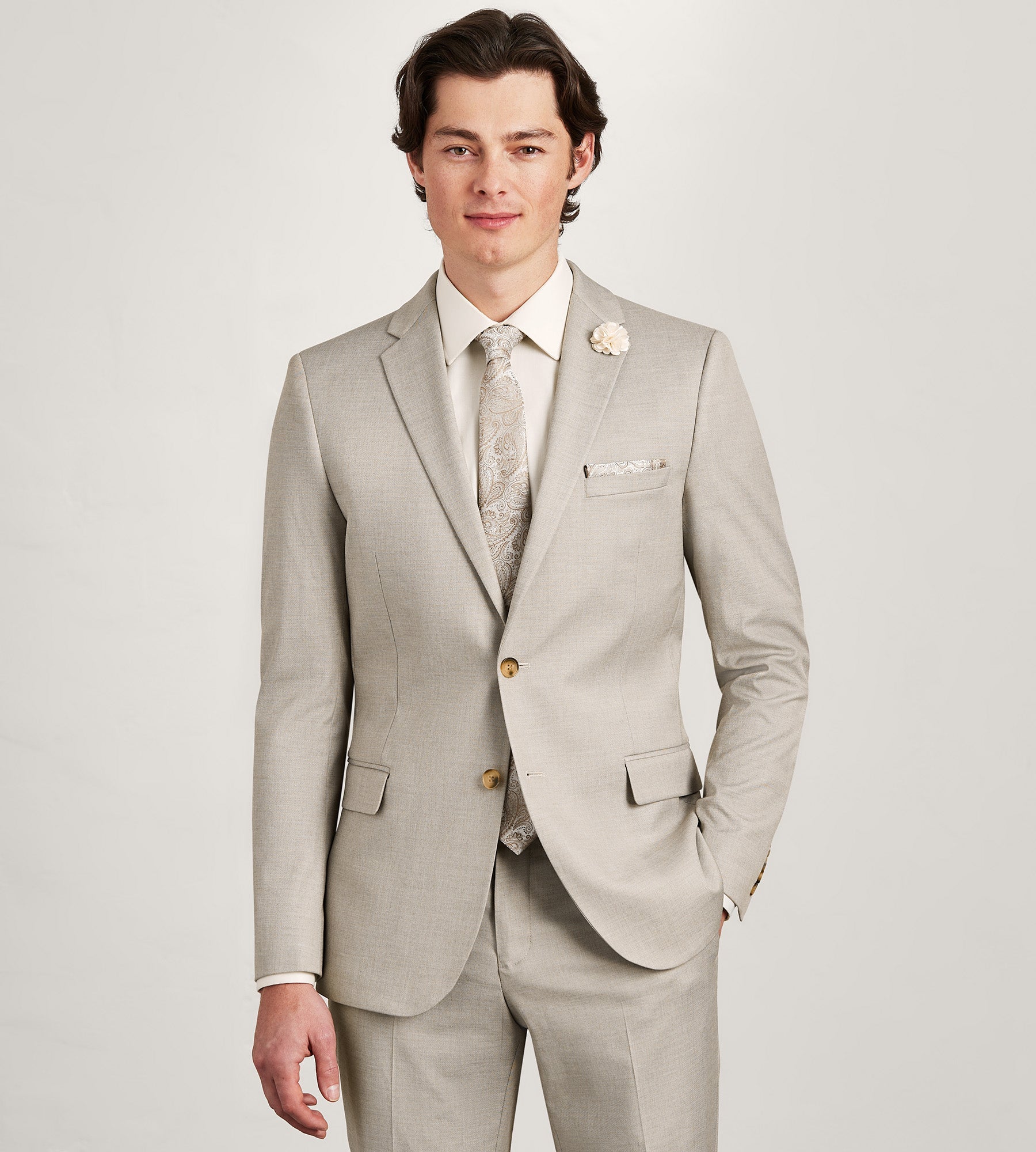Modern Fit Tan Solid Suit
