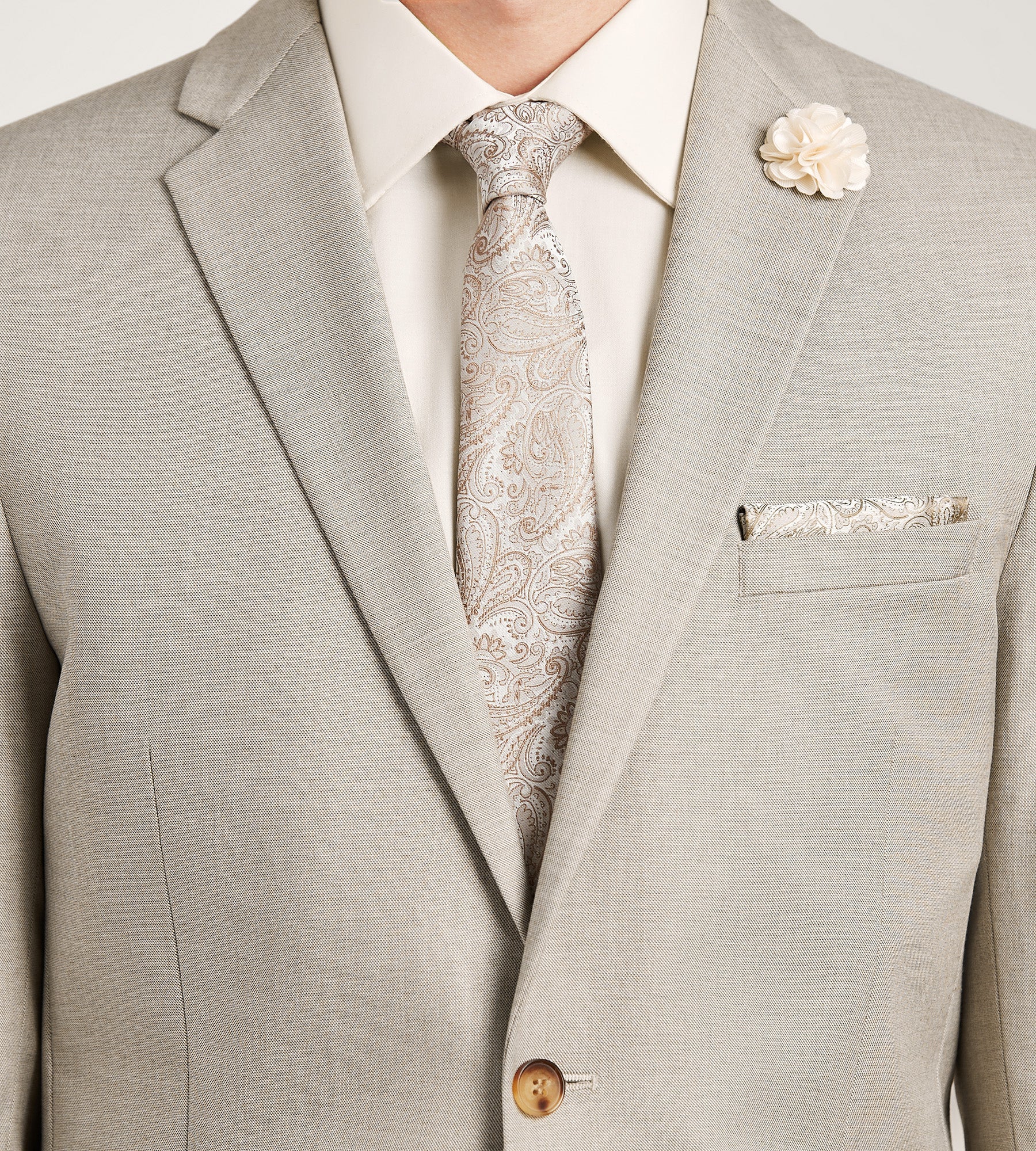 Modern Fit Tan Solid Suit