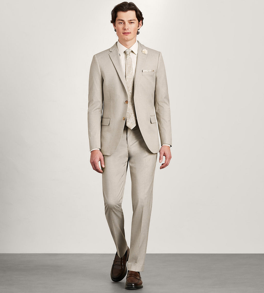 Modern Fit Tan Solid Suit
