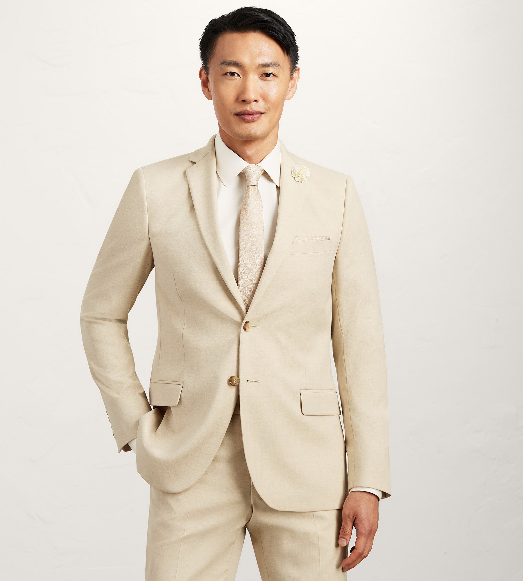Slim Fit Wheat Solid Suit