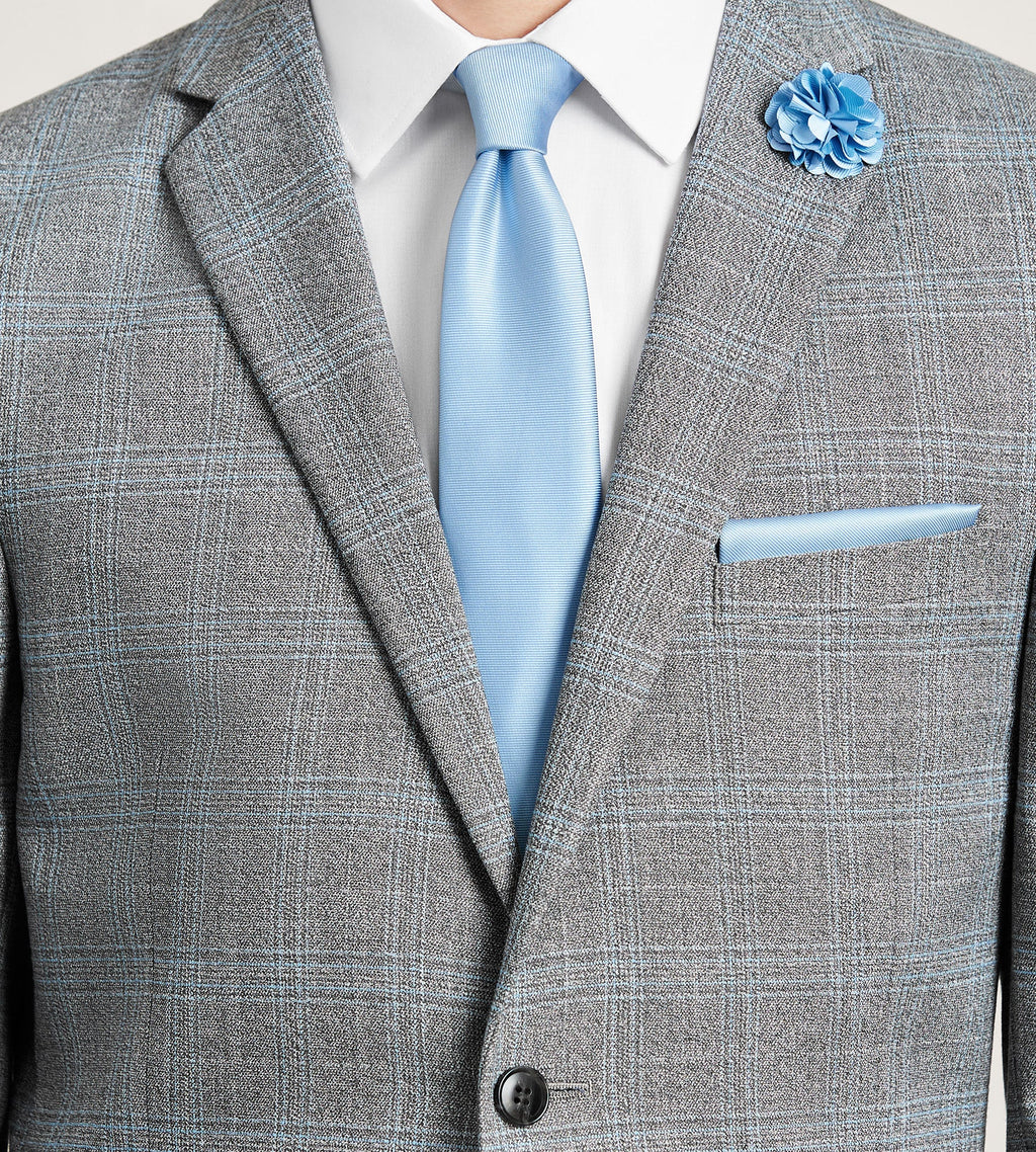 Slim Fit Grey Plaid Suit