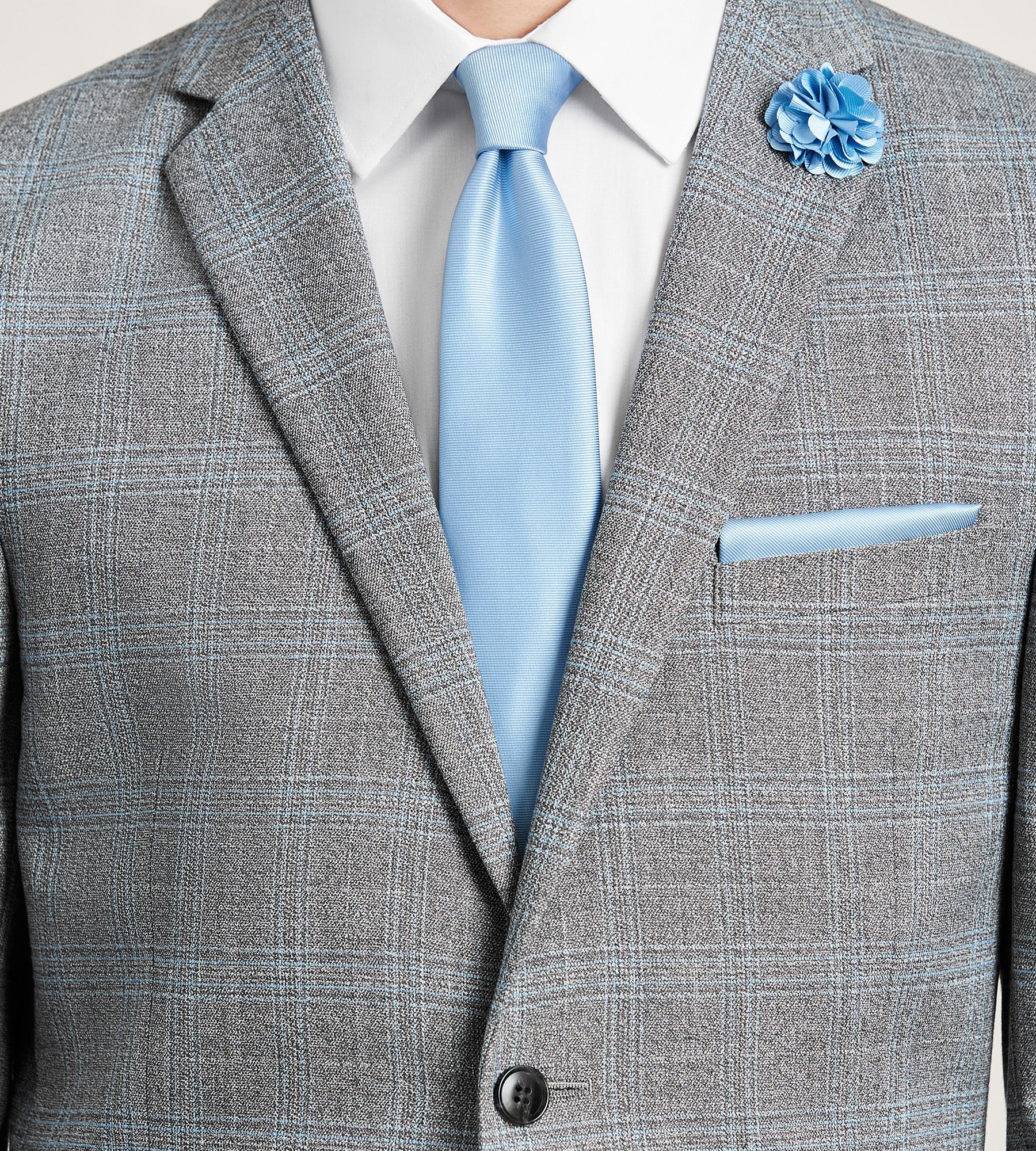Modern Fit Grey Plaid Suit