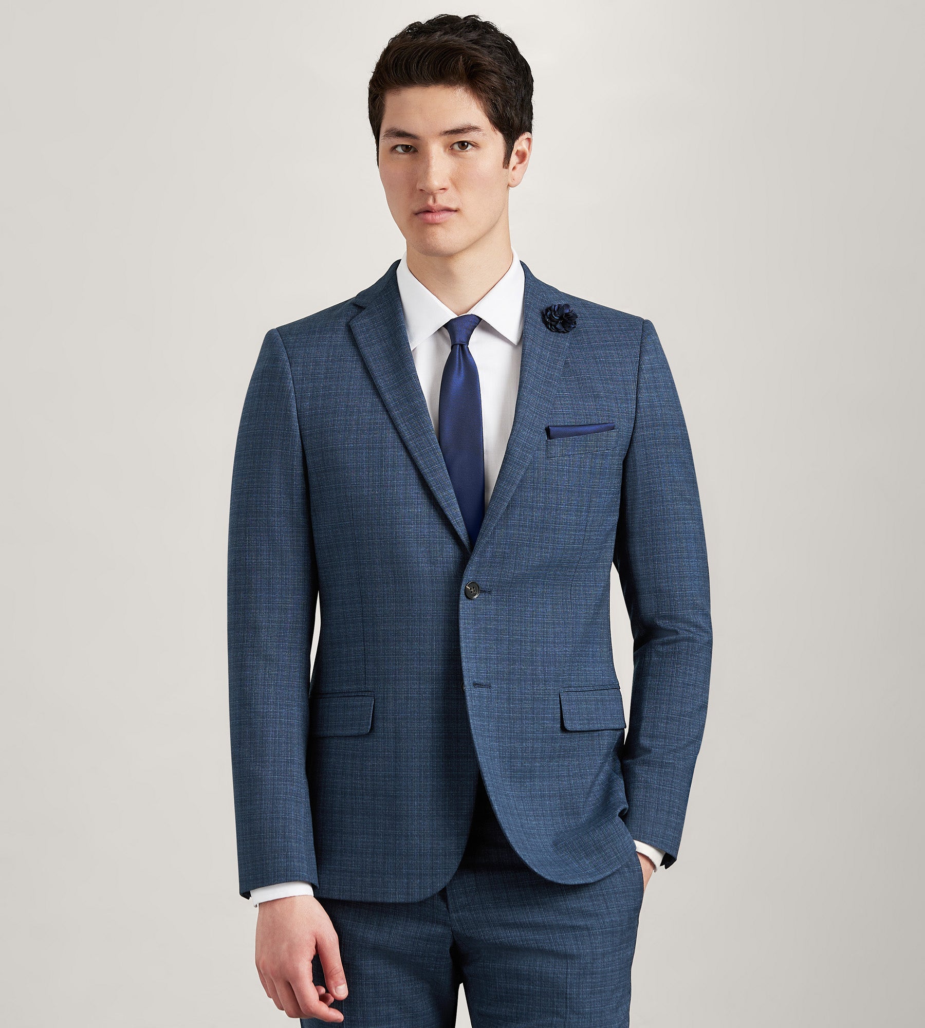 Slim Fit Blue Check Suit