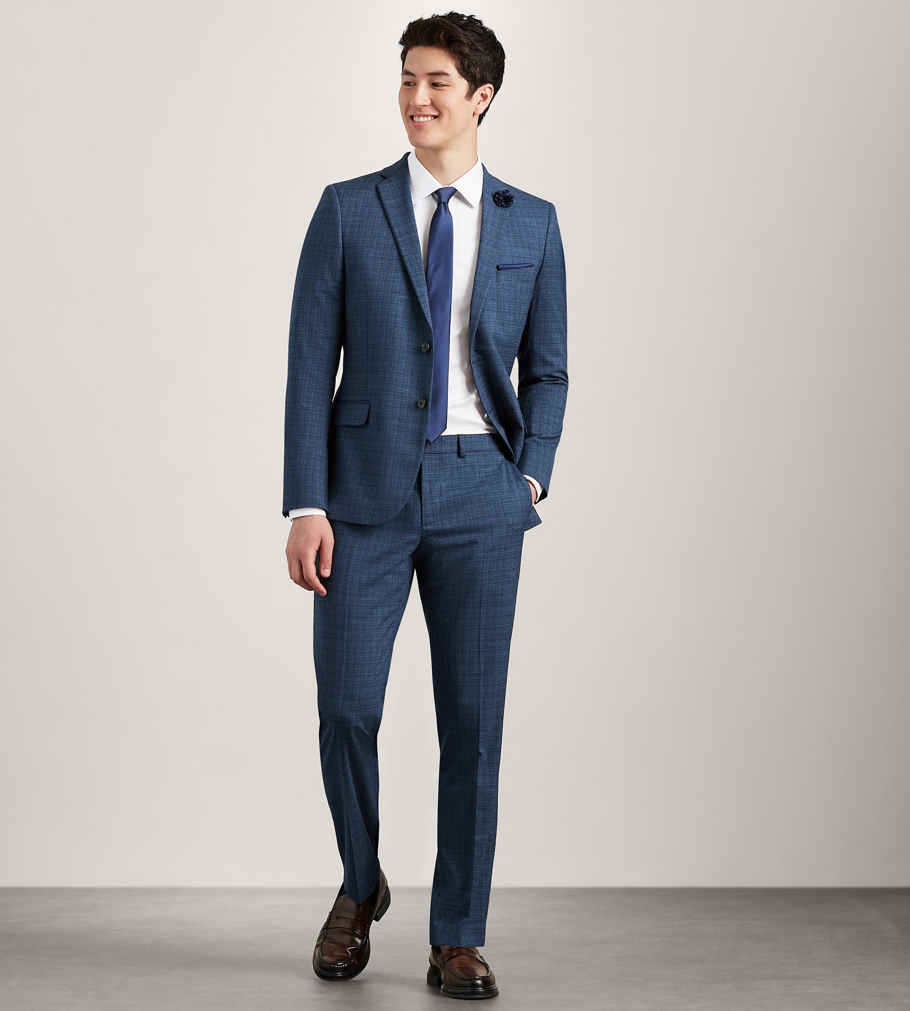 Modern Fit Blue Check Suit