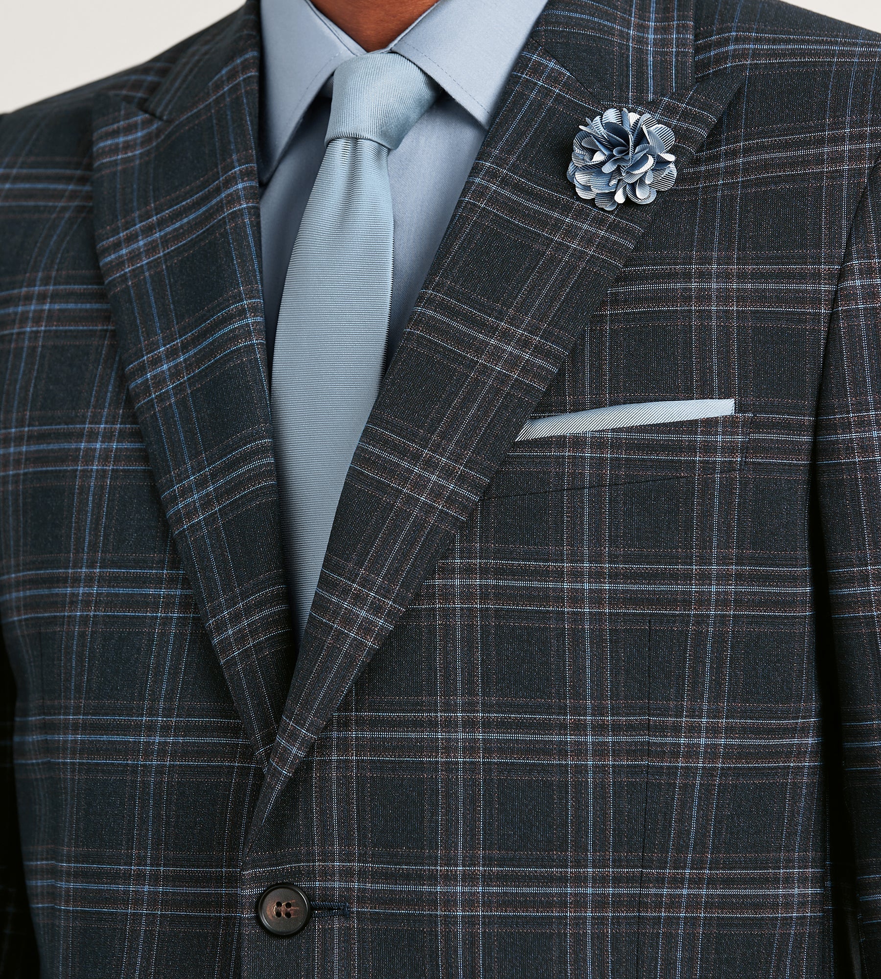 Modern Fit Navy Plaid Suit