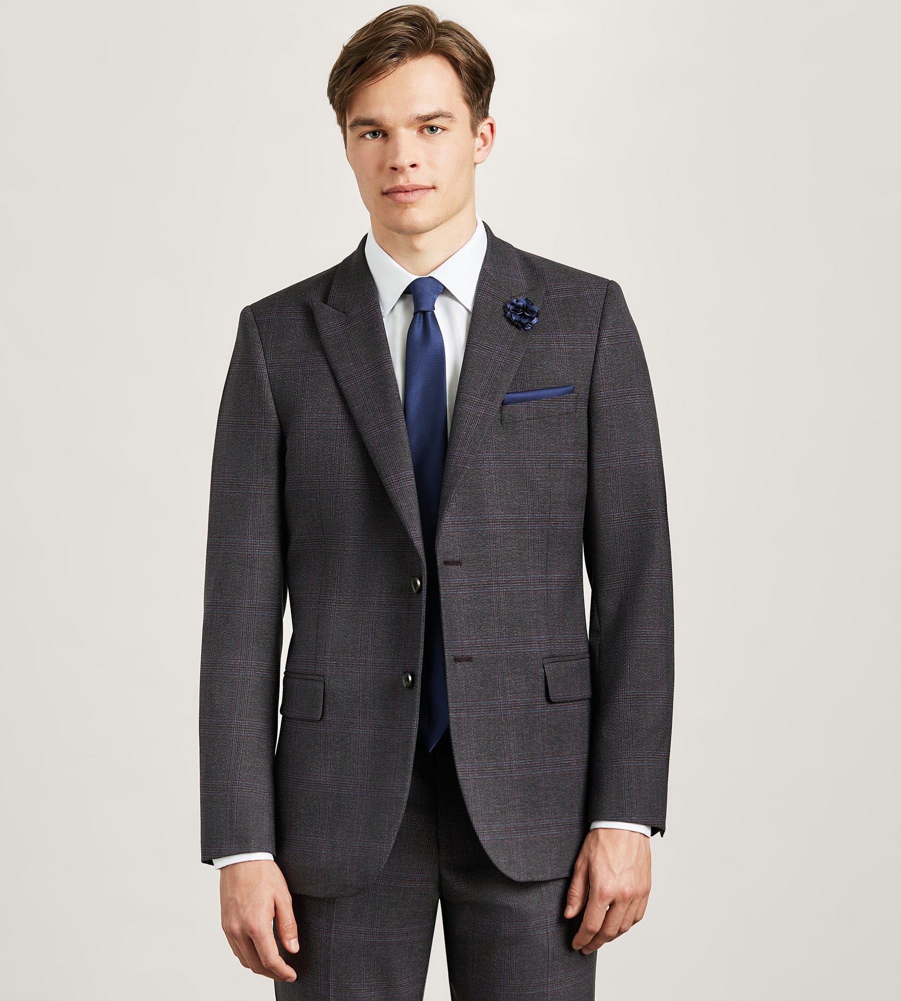 Slim Fit Burgundy Plaid Suit